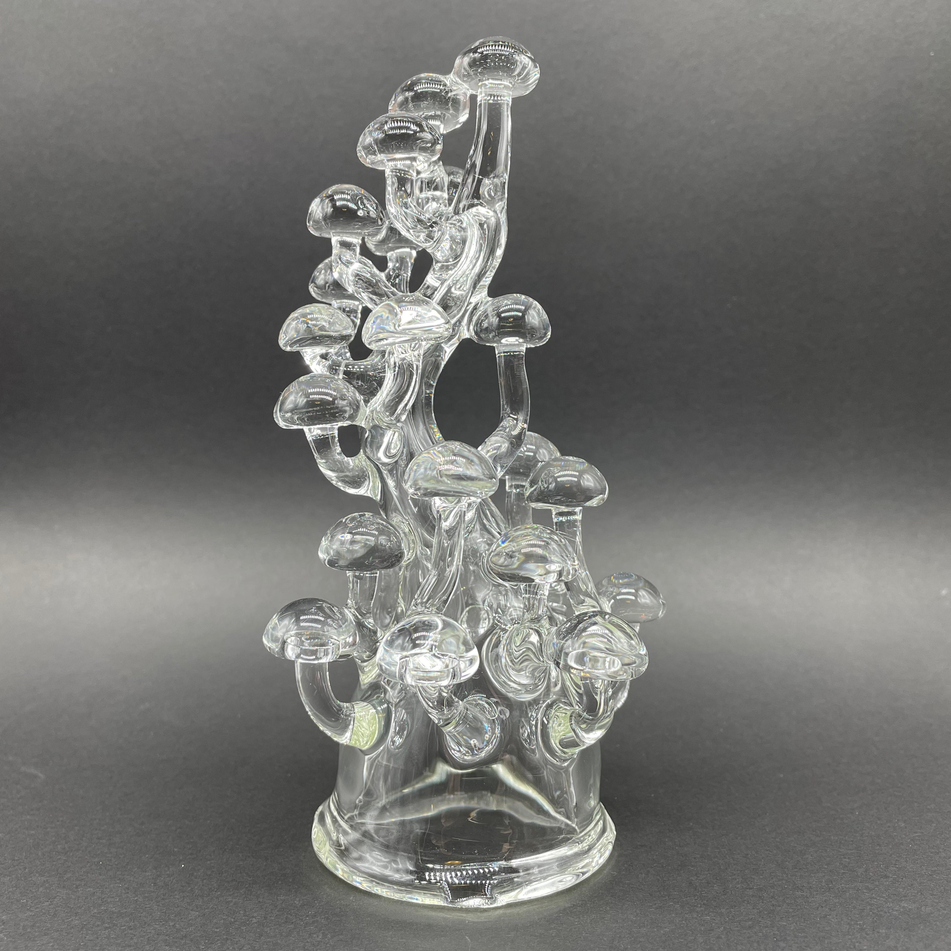 Elegant Tall Clear Glass Mushroom Sculpture - Modern Home Decor for Living Room, Office & Garden - Unique Artistic Centerpiece for Indoor & Outdoor Spaces
