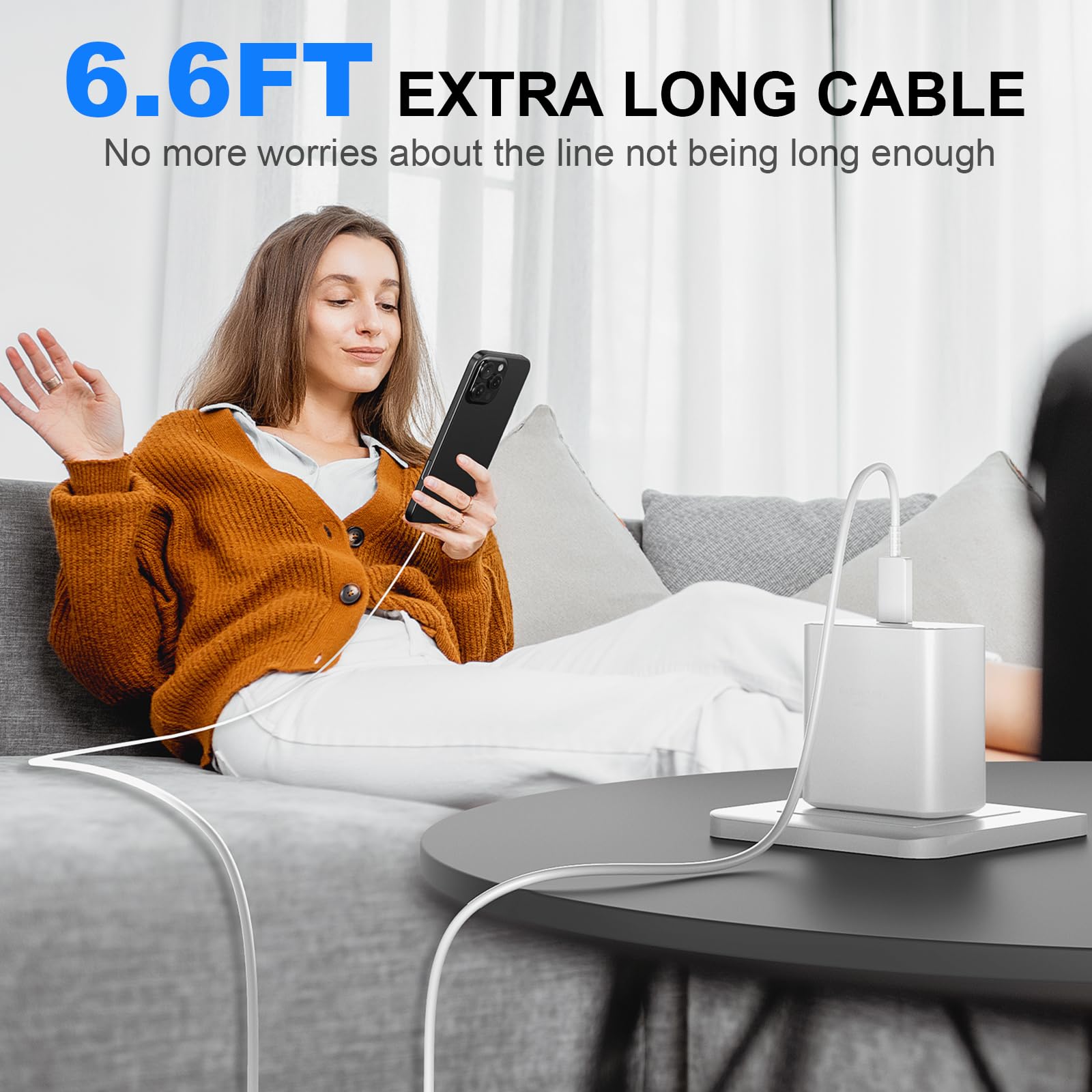 45W USB C Fast Charger Block & 6.6FT Cable for iPhone 16 Pro Max/16/15 Series, Samsung Galaxy - Super Fast Charging, White (Perfect for Home, Office & Travel)