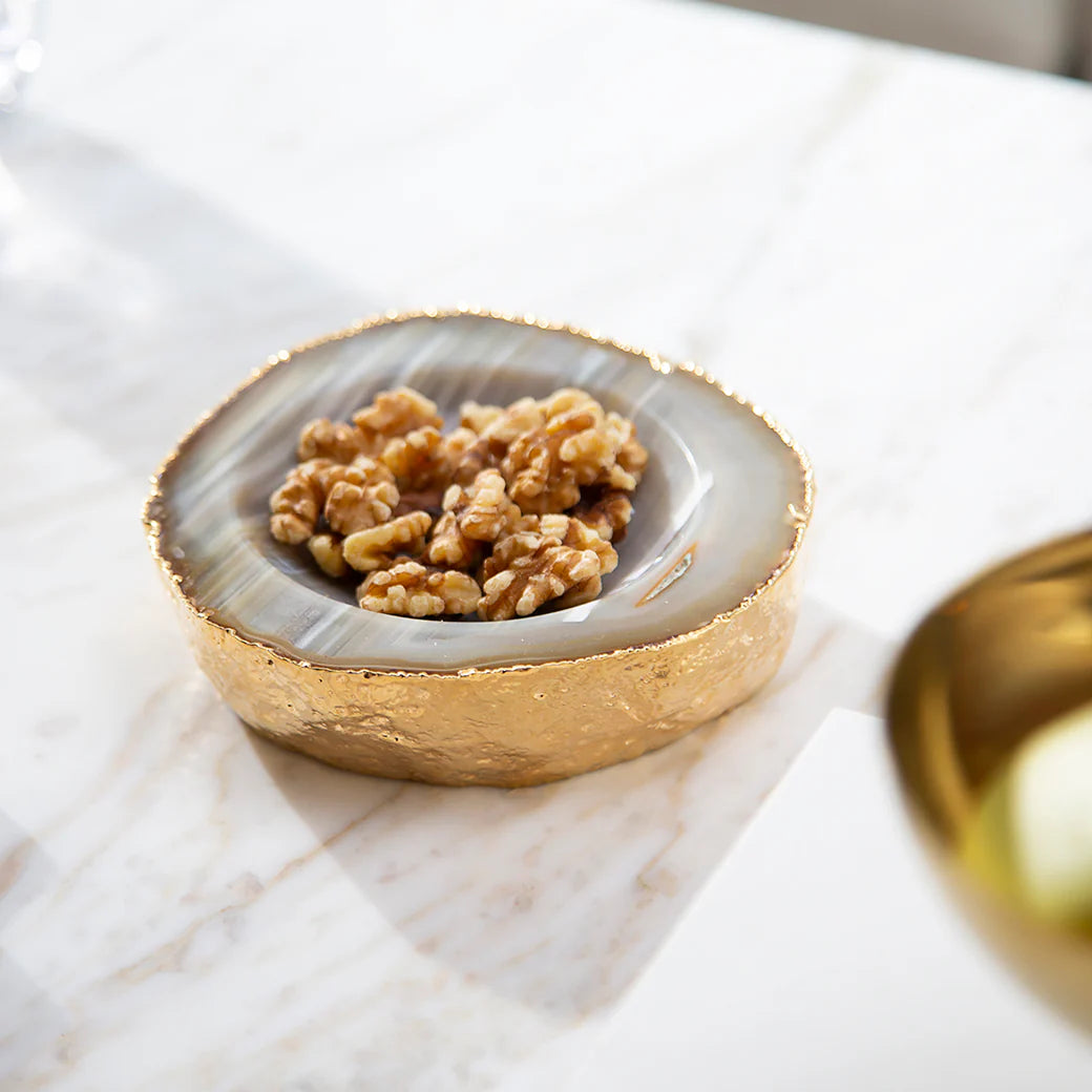 Luxury Casca Bowl - Handcrafted Agate Stone with Gold Accents - Perfect for Home Decor, Gift Giving & Special Occasions