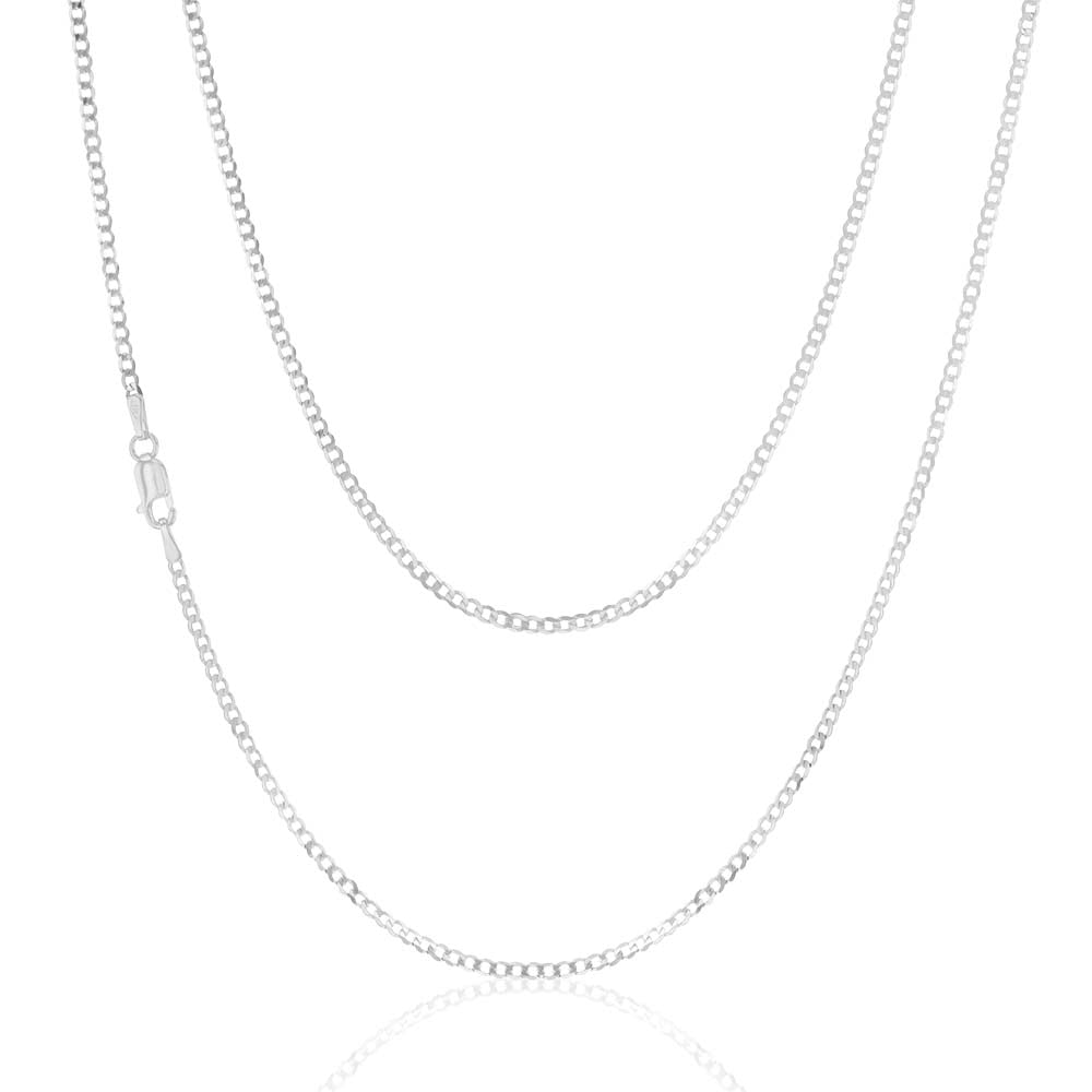 9ct White Gold 50 Gauge Tight Curb 46cm Chain for Men - Durable & Stylish Jewelry for Everyday Wear, Gifts & Special Occasions