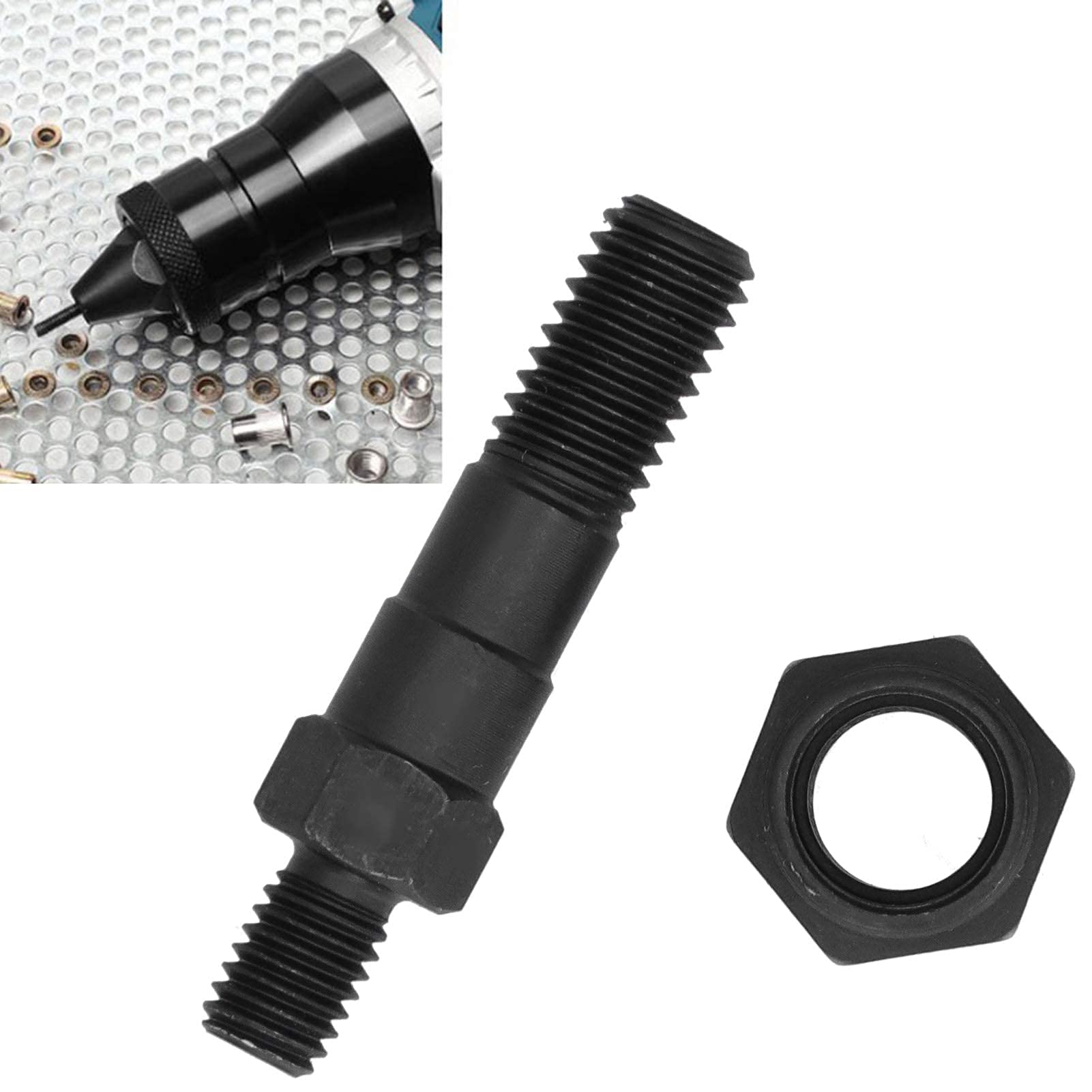 M10 Rivet Nut Gun Tip - 1 Piece Mandrel & Nose Piece Replacement for Manual Rivet Nut Tool | Durable Black Industrial Spare Part | Perfect for Metal Fabrication, Automotive Repair & DIY Projects