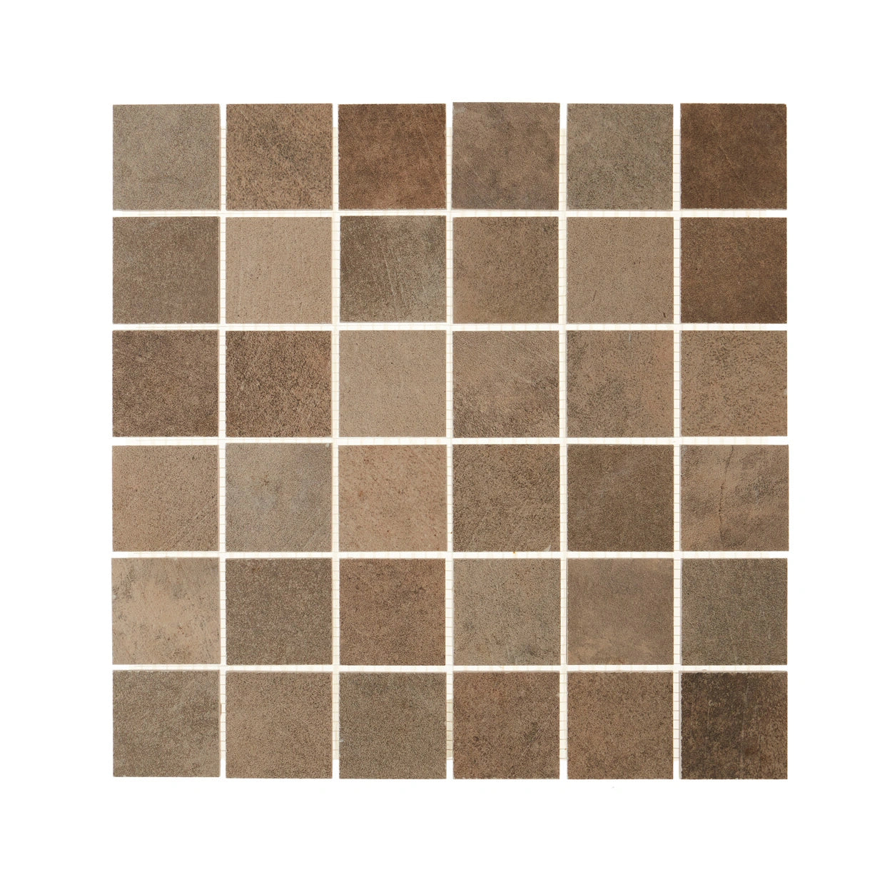 Textured Porcelain Tile 2x2 in Brown - Stamped Concrete Look for Flooring & Wall Decor | Perfect for Kitchens, Bathrooms & Outdoor Patios