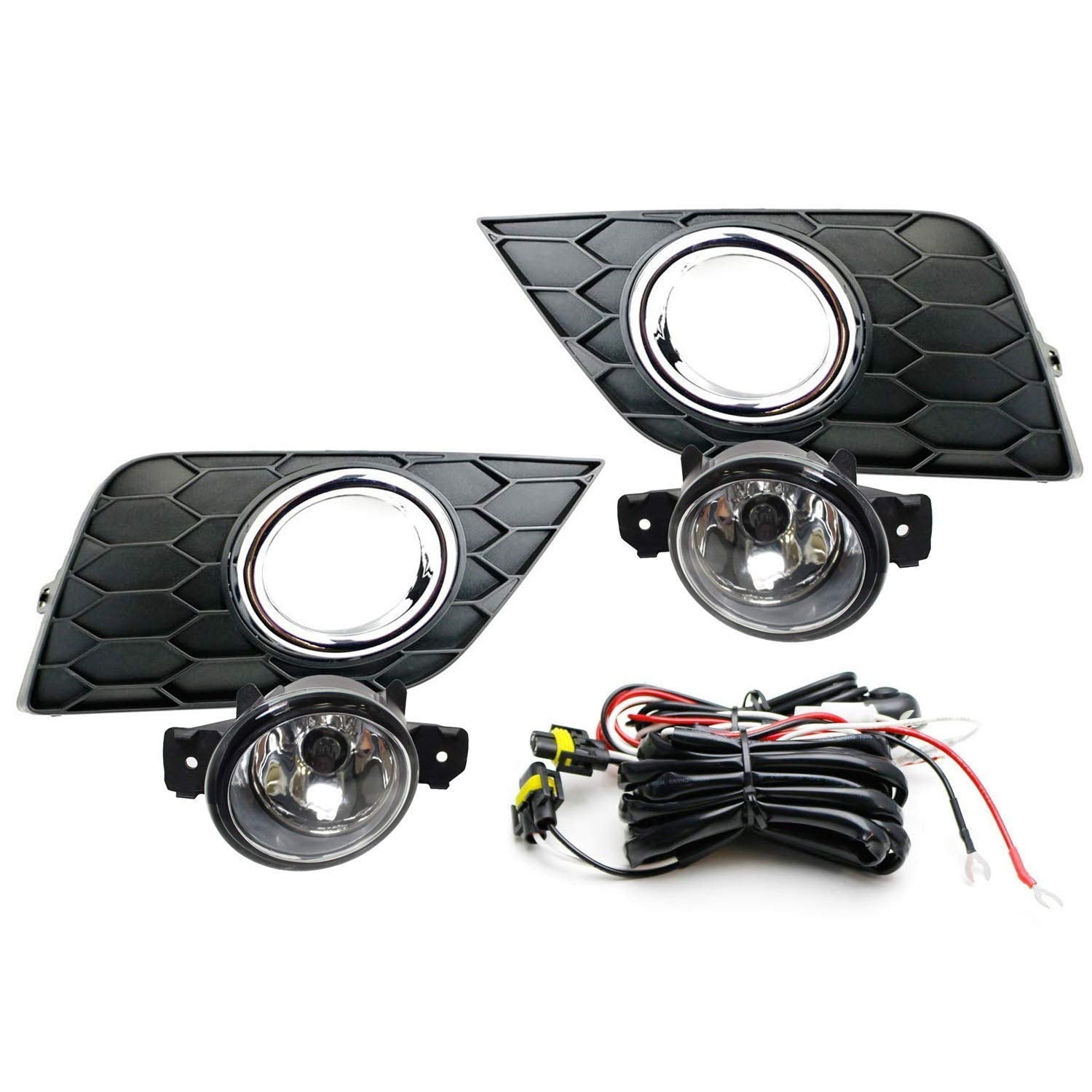 Complete Clear Lens Fog Light Kit for 2016-2020 Nissan Sentra Facelift - Durable Anti-Fog Headlights for Enhanced Night Driving Safety in Rain & Fog
