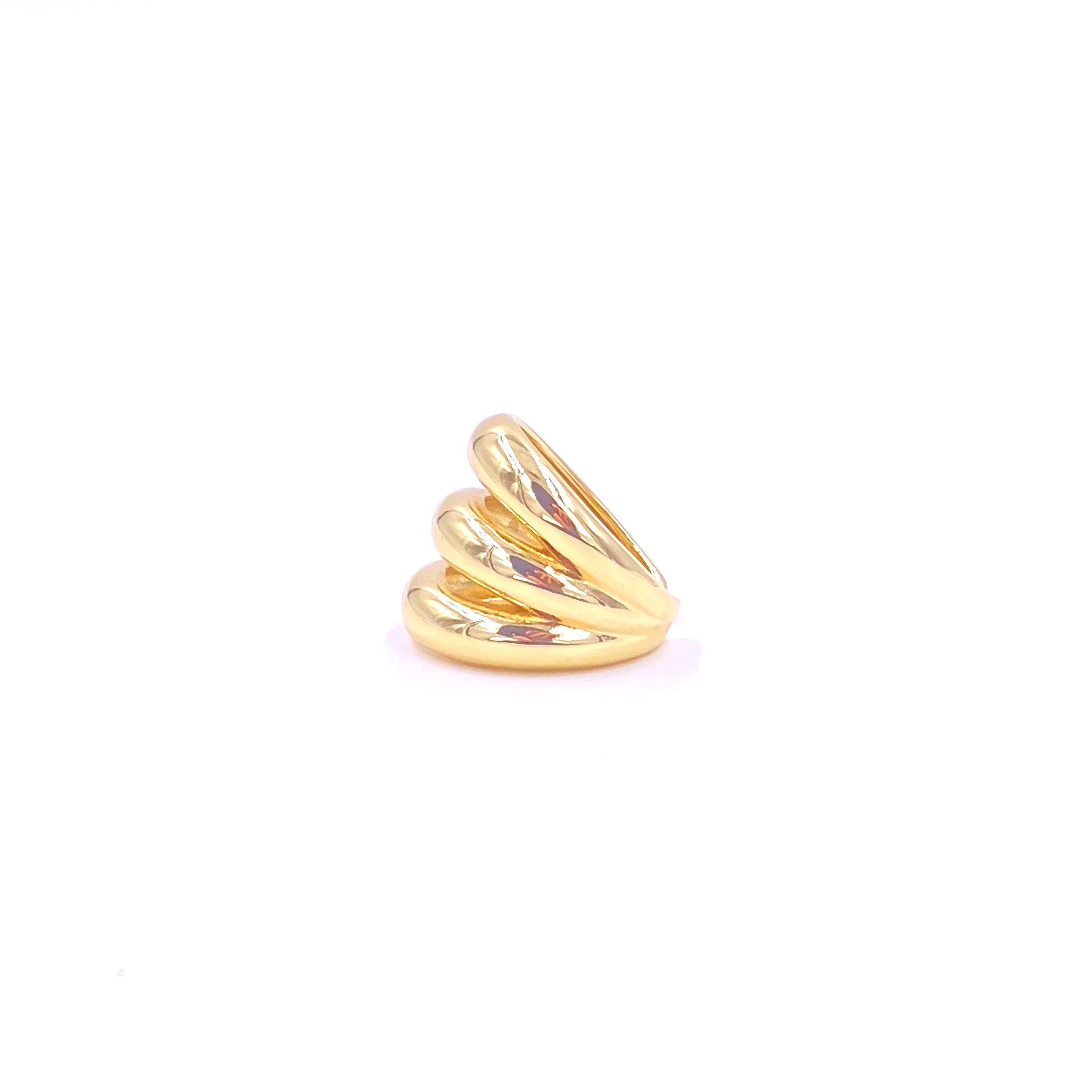 Ashley Gold Stainless Steel 3 Bar Dome Ring for Women - Hypoallergenic Fashion Jewelry - Perfect for Parties, Weddings & Everyday Wear