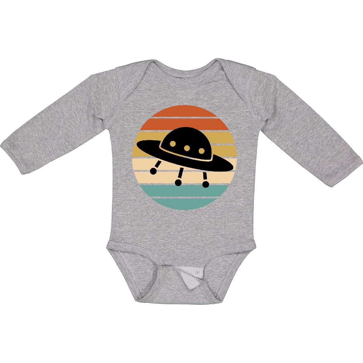 Inktastic Space Travel Saucer Retro Sunset Long Sleeve Baby Creeper - Soft & Comfortable Astronaut-Themed Outfit for Infants, Perfect for Playtime, Photo Shoots & Space-Themed Birthday Parties