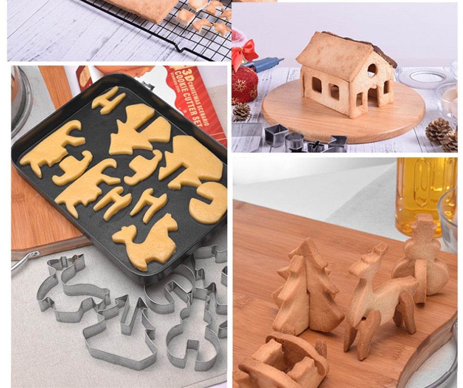 3D Christmas Cookie Mold Set - 12 Piece Holiday Baking Kit for Festive Cookies, Gingerbread, and Decorations | Perfect for Christmas, DIY Gifts, and Family Baking Fun