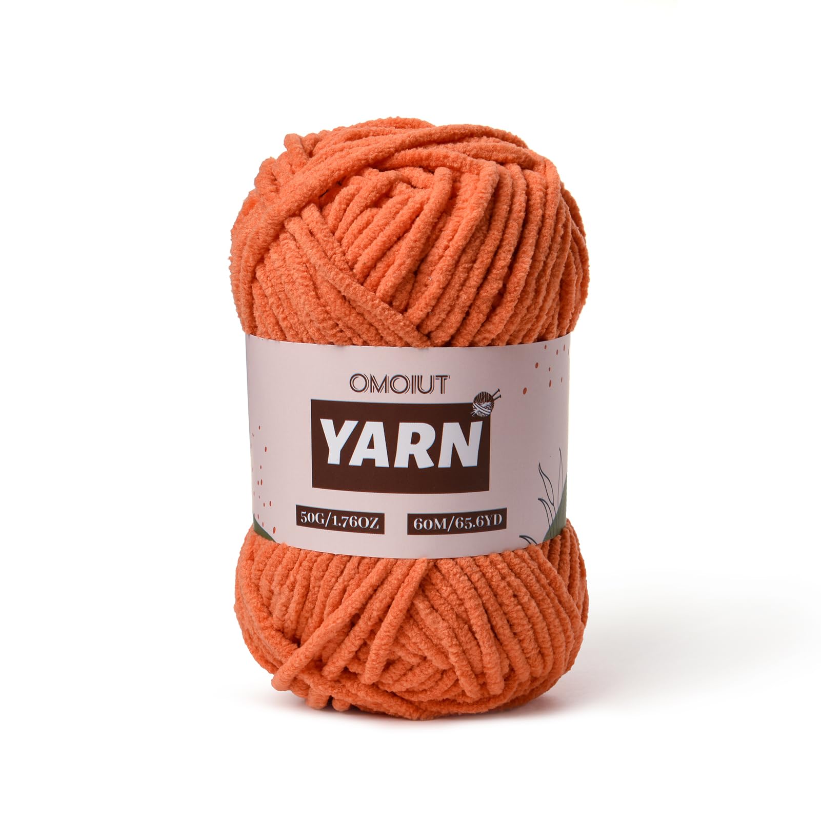 Soft Chunky Chenille Yarn for Crocheting - Velvet Plush Baby Yarn 50g/65.6yd - Perfect for Knitting Blankets, Amigurumi & DIY Crafts (Orange) - Ideal for Baby Blankets, Scarves & Home Decor Projects