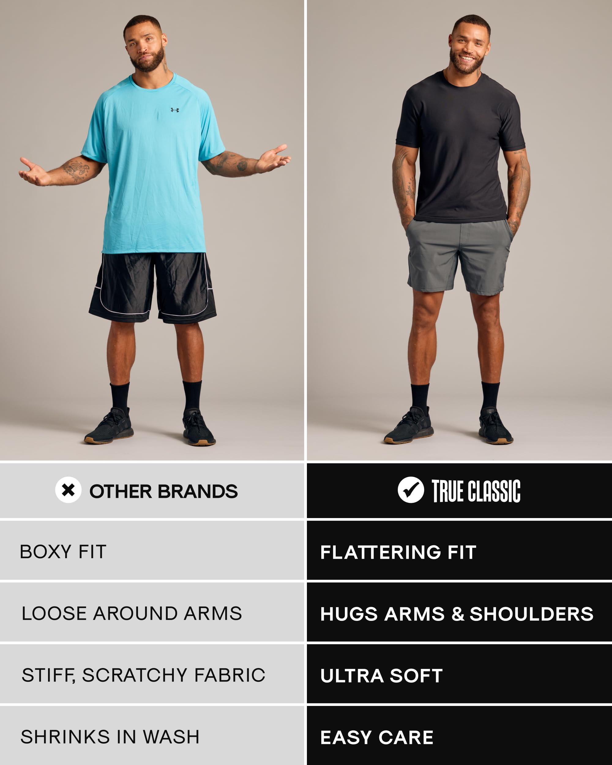 True Classic Men's Workout Shirts - Quick Dry Gym Tees for Running & Training