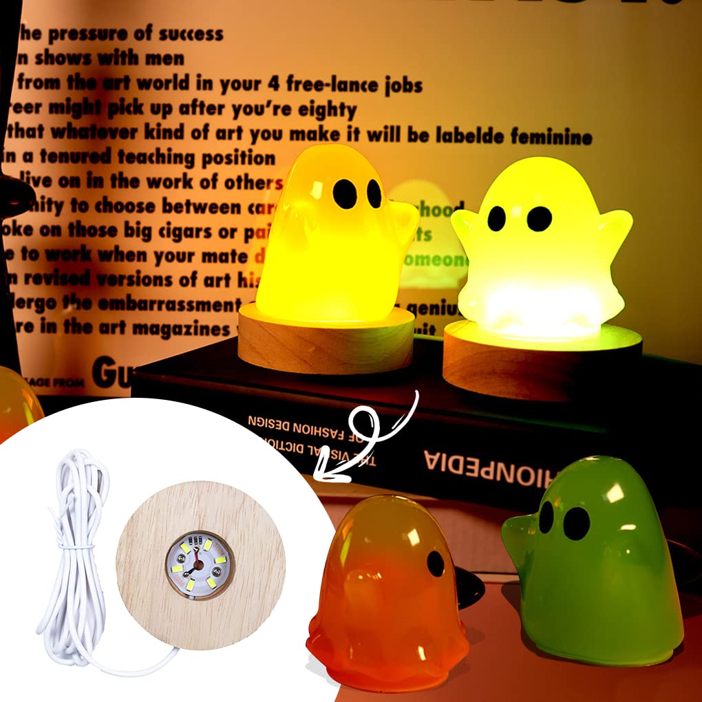 FineInno 2-Piece Halloween Ghost Resin Molds Set - LED Night Light Epoxy Casting Silicone Molds with Wooden Base for DIY Home Decor, Party & Holiday Decoration - Perfect for Halloween, Christmas & Gift Giving