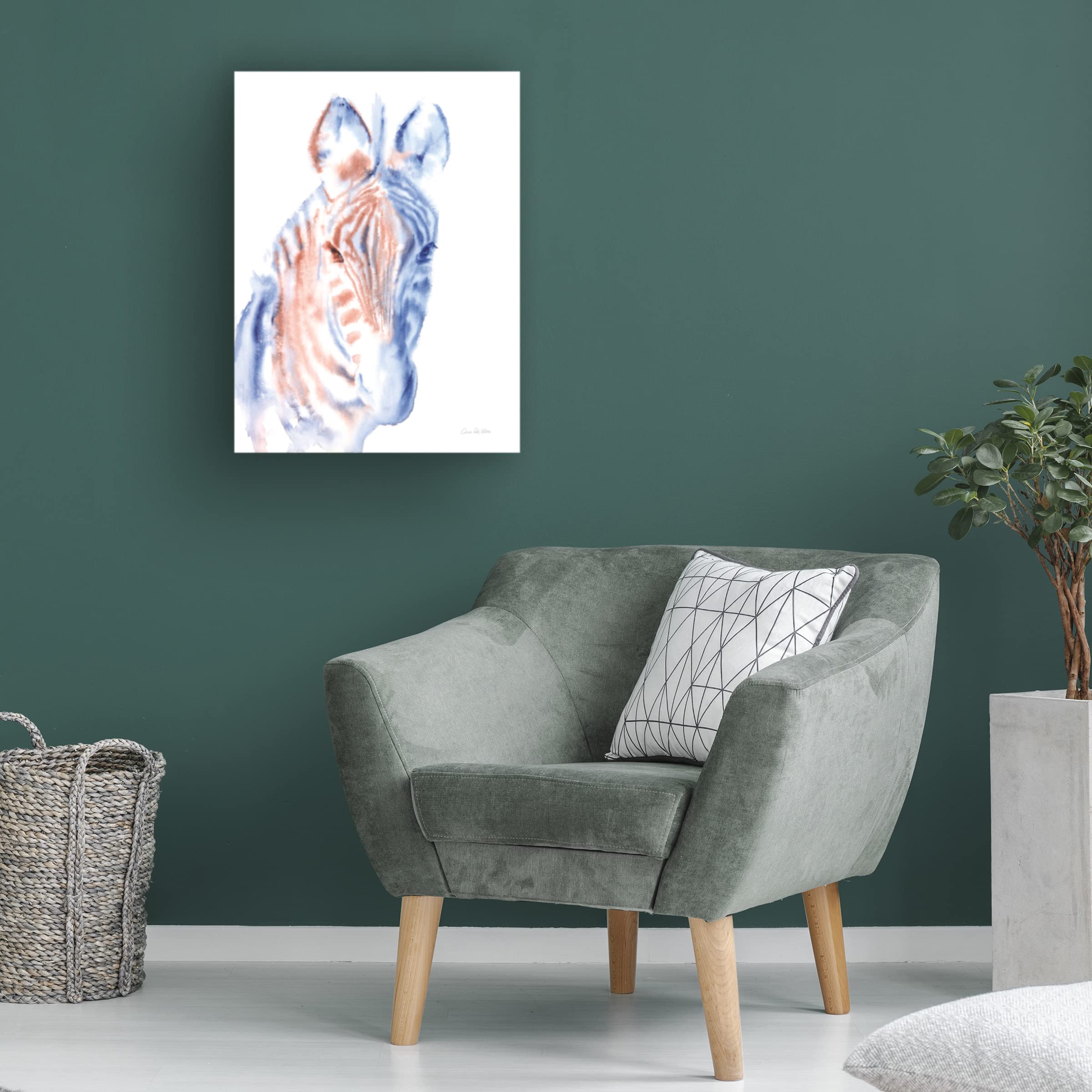 Trademark Fine Art 'Copper and Blue Zebra' Canvas Wall Art by Aimee Del Valle - 35x47 Inches, Modern Abstract Painting for Living Room, Bedroom & Office Decor