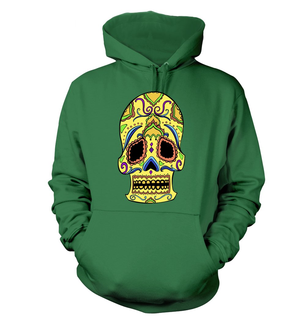 Funny Skull Print Men's Hoodie - Yellow DOD Skull #106 Humor Graphic Sweatshirt for Casual Wear & Gifts