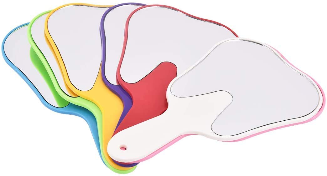 6-Piece Dental Mirror Set - Tooth Shaped Handle Dentist Tools with Plastic Glass for Oral Exams, Makeup Application & Beauty Care - Perfect for Dentists, Hygienists & Home Use