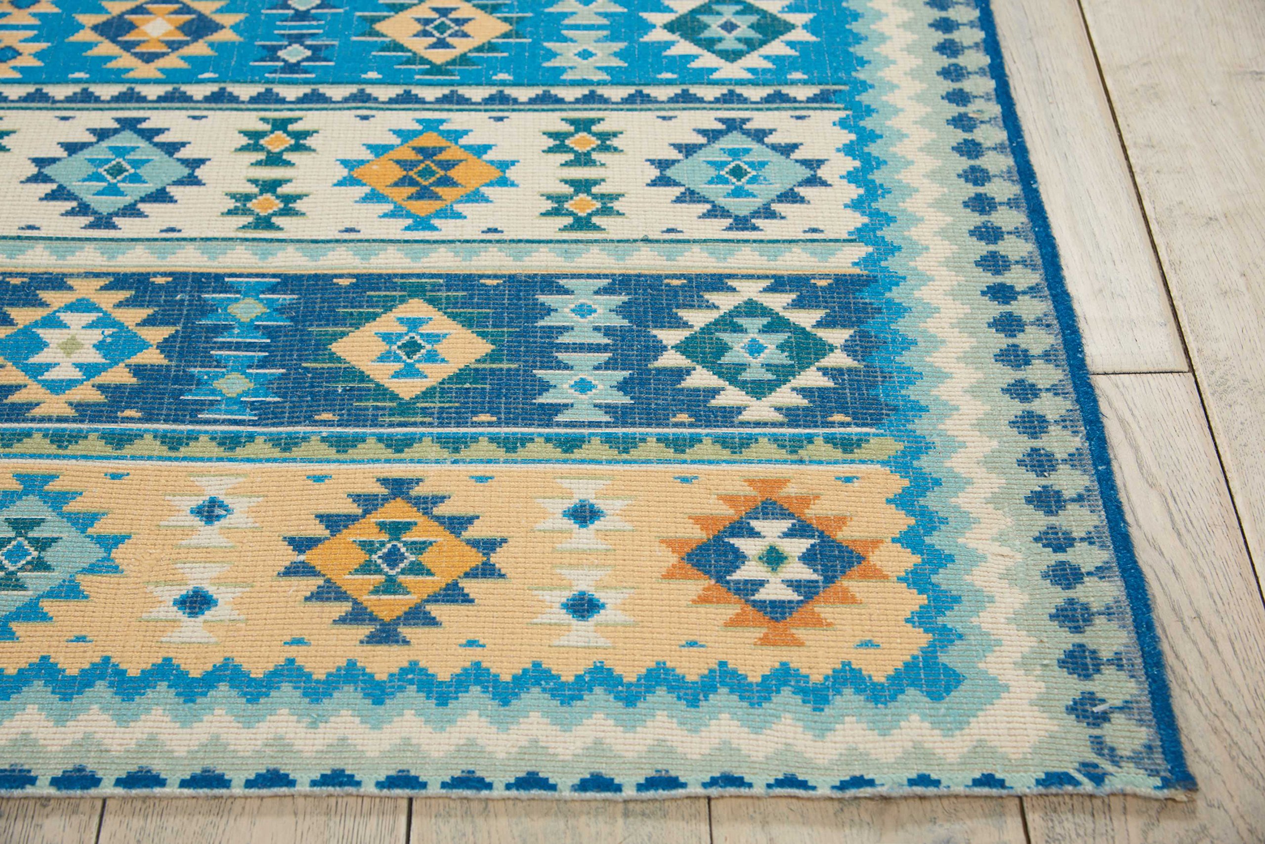 Nourison Madera Tribal Light Blue 5' x 7' Area Rug - Easy Cleaning, Non-Shedding, Stain Resistant - Perfect for Bedroom, Living Room, Dining Room & Kitchen Decor (5x7) | Soft & Durable Floor Covering for High Traffic Areas