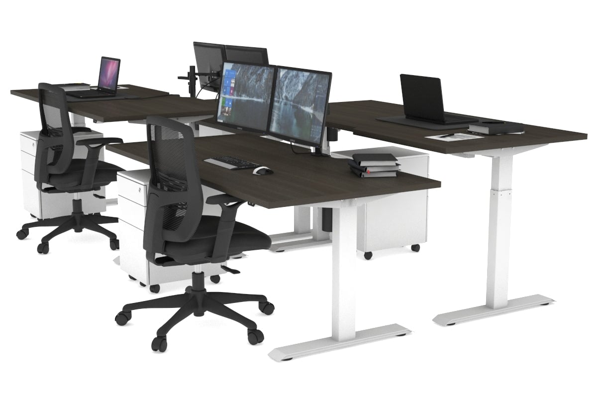 Height Adjustable 4-Person Workbench with Cable Management | 1600L x 800W | Ideal for Office, Workshop & Collaborative Workspaces