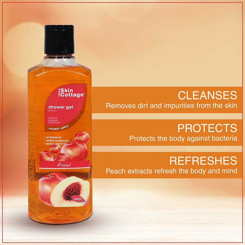 Skin Cottage Peach Shower Gel 400ml - Hydrating & Refreshing Body Wash for Dry & Sensitive Skin - Perfect for Daily Shower & Spa Relaxation