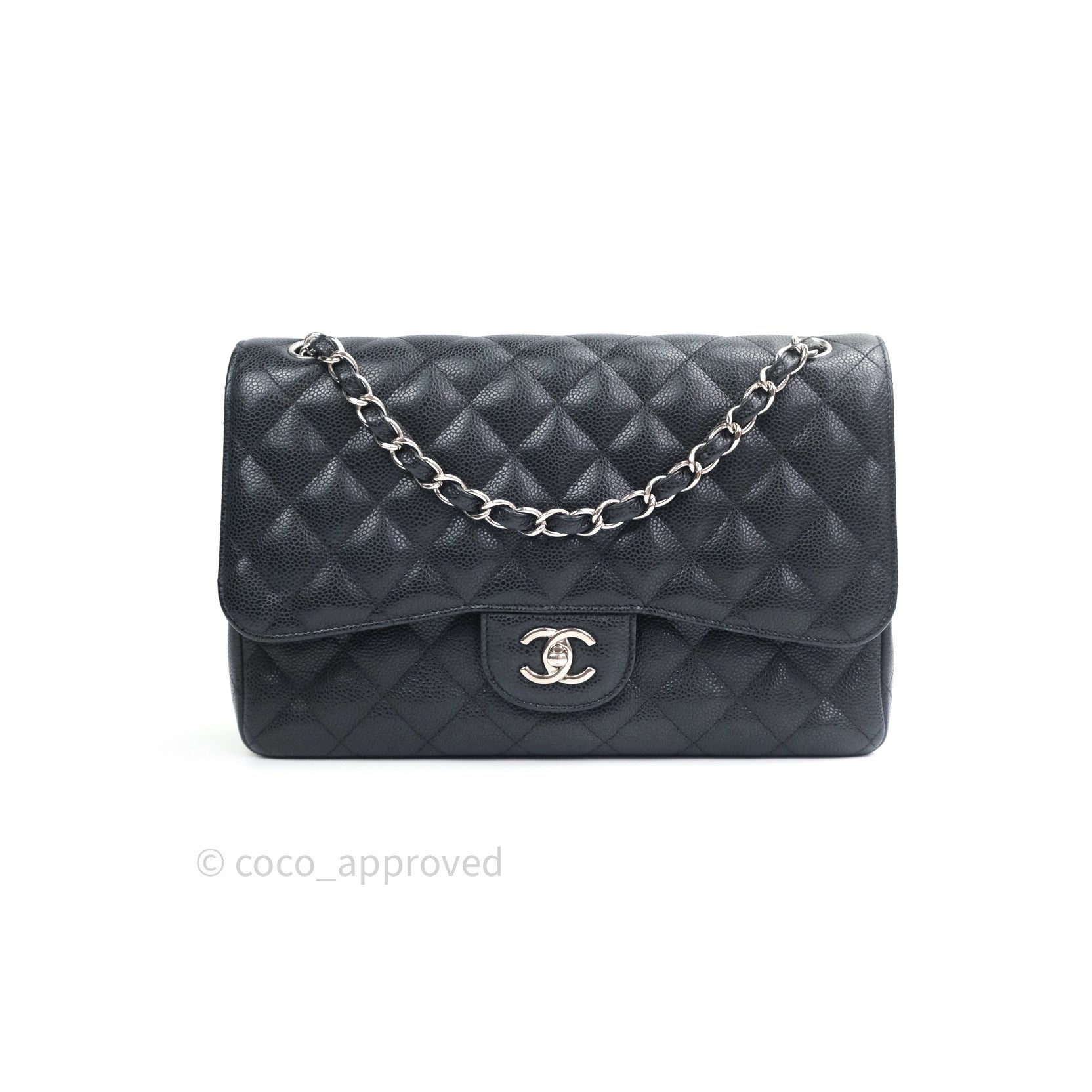 Chanel Caviar Quilted Jumbo Double Flap Bag Black with Silver Hardware - Luxury Designer Handbag for Women, Perfect for Parties, Work & Special Occasions