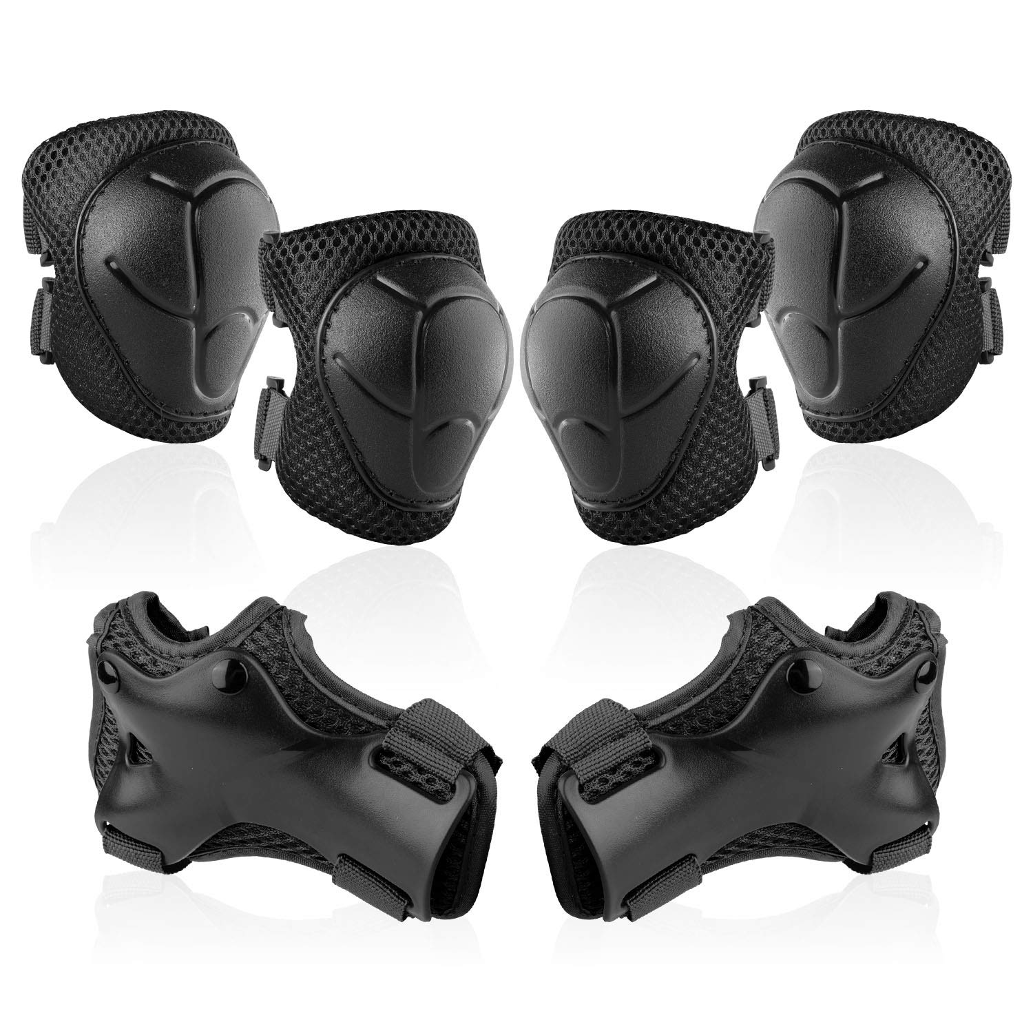 NHH Kids Knee Pads Set - 6-in-1 Protective Gear for Boys & Girls Ages 3-8 | Knee, Elbow & Wrist Guards | Small Size Charcoal Black | Perfect for Skateboarding, Roller Skating & Cycling Safety