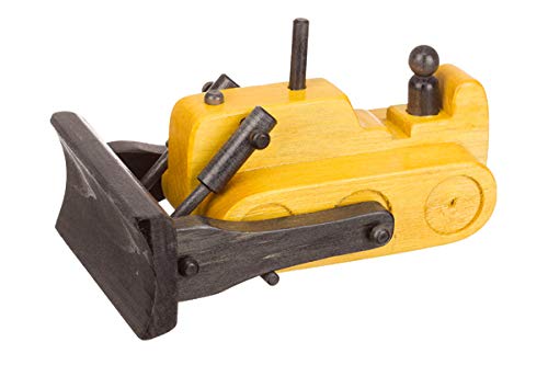 Amish Handcrafted Wooden Bulldozer Toy for Kids - Realistic Yellow Construction Vehicle - Perfect for Pretend Play, Gift Giving & Early Childhood Development