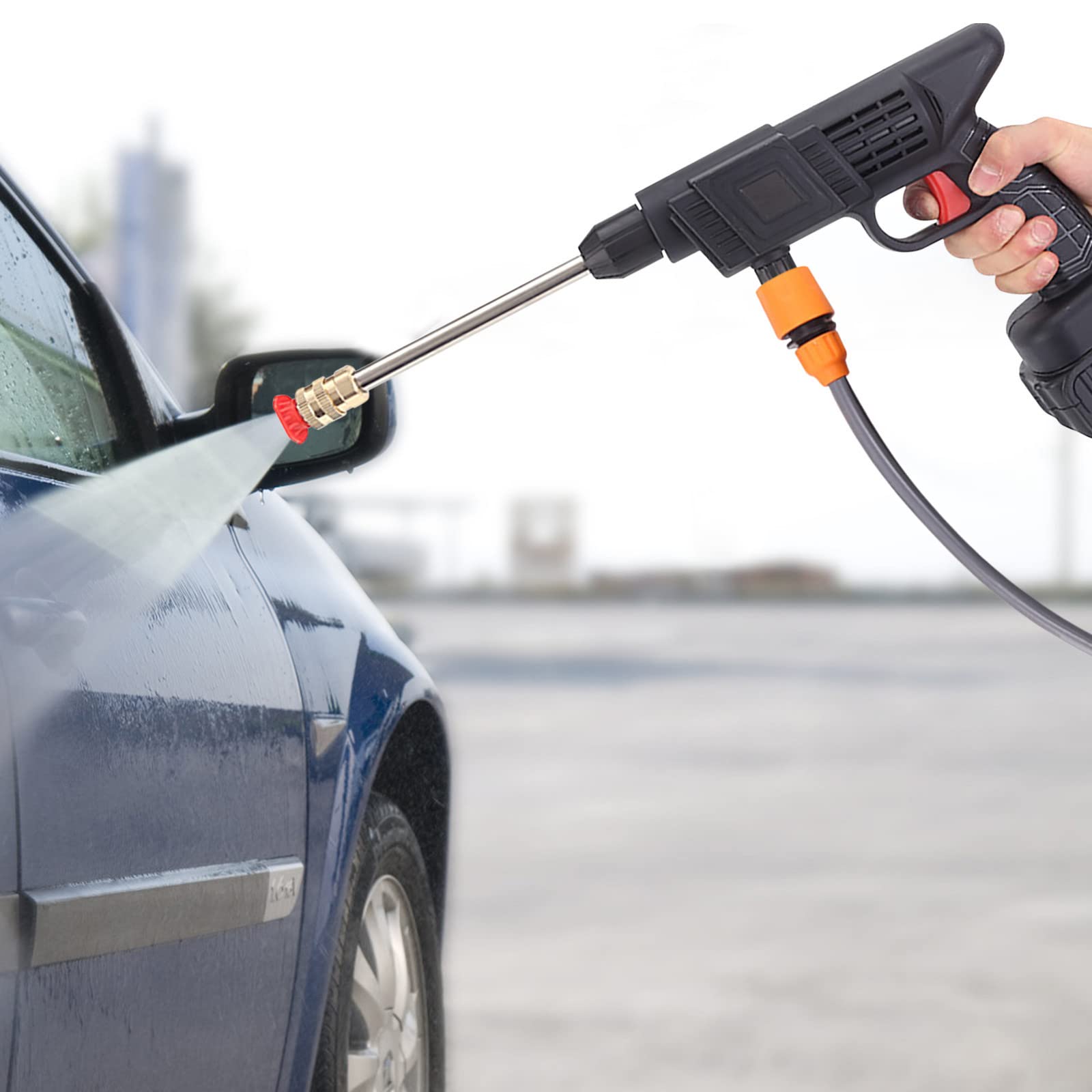 Portable Rechargeable Lithium Electric Car Pressure Washer - Wireless High Power Water Spray Cleaner for Auto, Home & Floor Washing - Includes Fast Charger (Black) | Perfect for Driveway Cleaning, RV Washing & Outdoor Cleaning Tasks