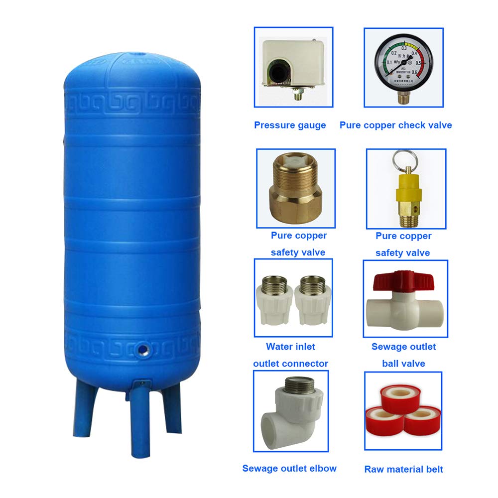 Automatic PE Pressure Water Storage Tank for Household Tap & Well Water - Reverse Osmosis Expansion Tank, Home Water Supply & Pressurization System - Perfect for RO Systems, Residential Water Storage & Plumbing Applications