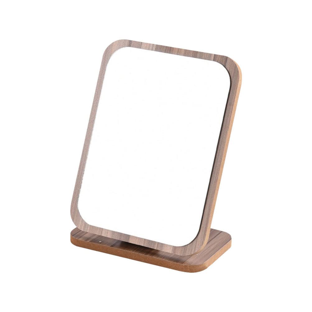 Beaupretty Folding Vanity Makeup Mirror with Stand - Wooden Desktop Mirror for Bathroom, Bedroom & Dressing Table | Portable Foldable Design for Travel & Small Spaces