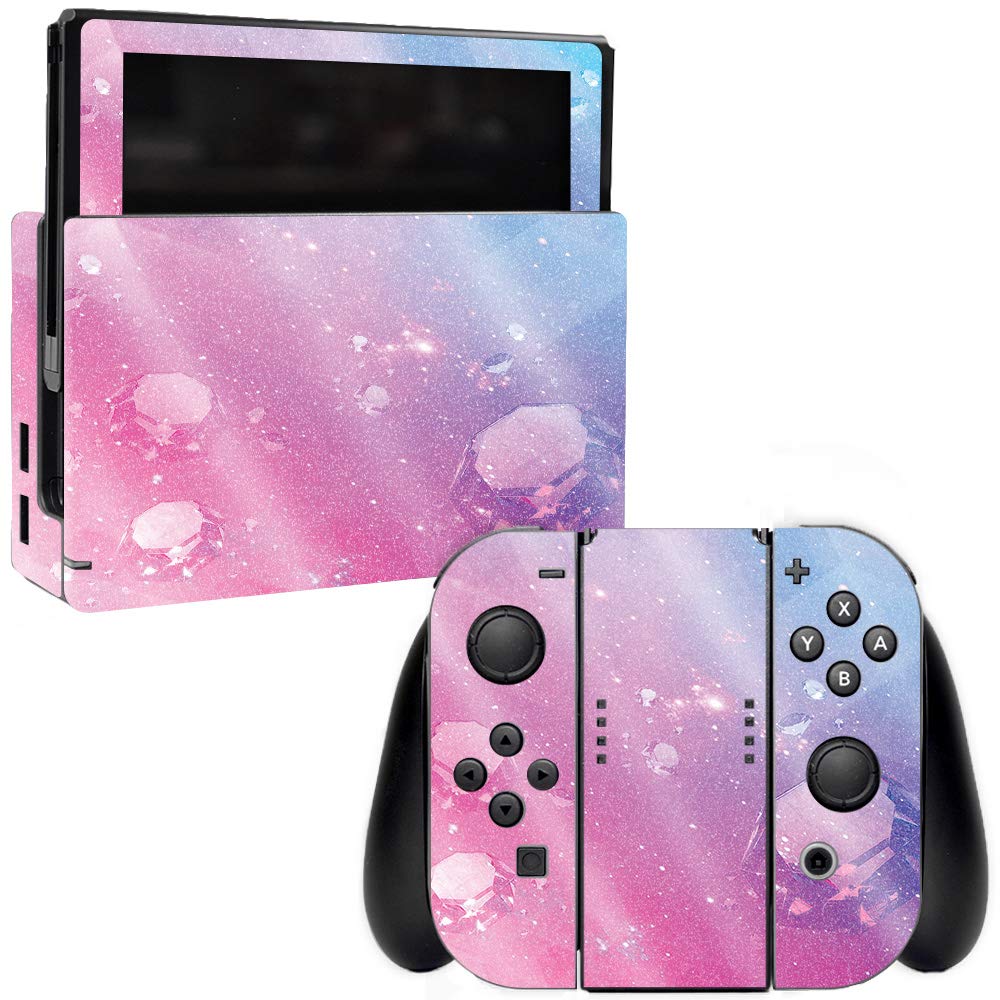 MightySkins Glossy Glitter Skin Cover for Nintendo Switch - Pink Diamond | Protective & Durable High-Gloss Finish | Easy to Apply, Remove & Change Styles | Made in USA | Perfect for Gaming, Travel & Customization (GL-NISWI-Pink Diamond)