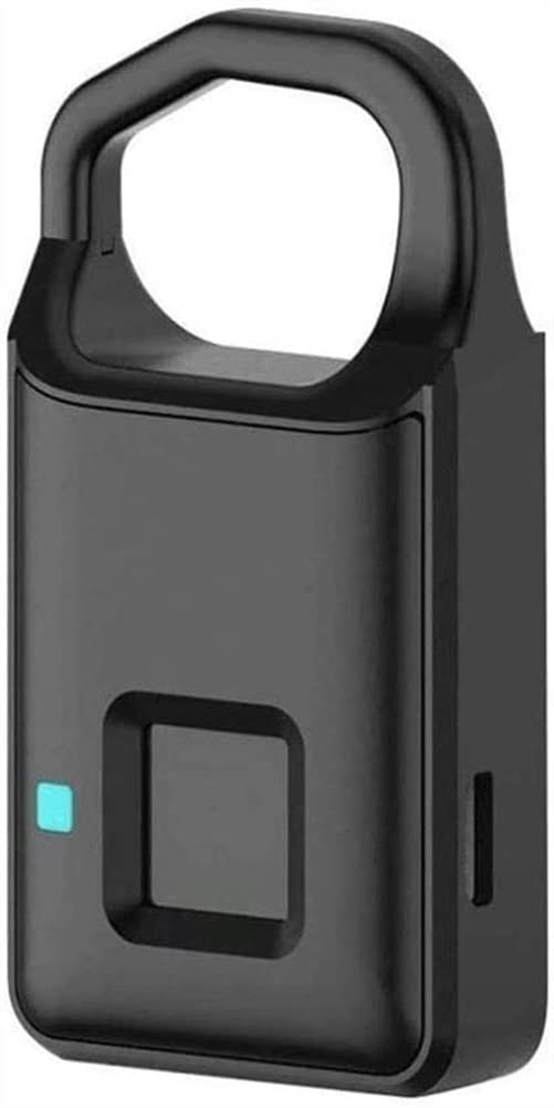 Fingerprint Padlock - Ultra Light One Touch Open Smart Lock with USB Charging, Secure for Gym Lockers, School Employee Lockers, Fence Gates, Suitcases & Travel Bags (Black) - Ideal for Sports, Travel & Home Security