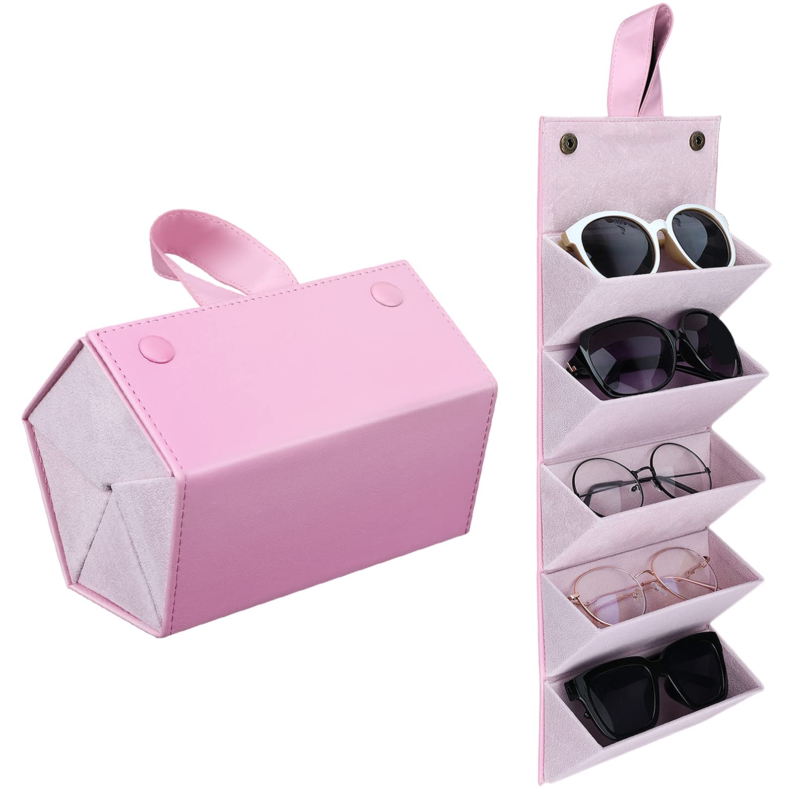 MoKo 5-Slot Sunglasses Organizer - Portable Travel Glasses Storage Case for Women & Men | Perfect for Travel, Home, Office & Car Organization