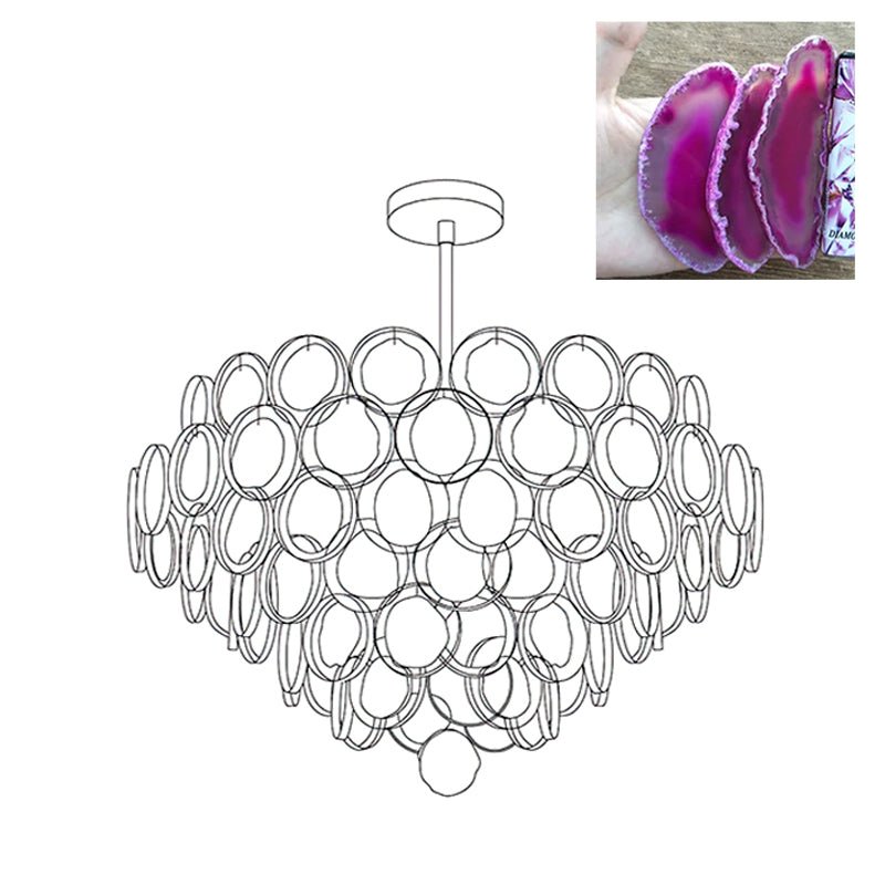 Natural Carnelian Gemstone Chandelier - Handcrafted Bohemian Crystal Beaded Ceiling Light Fixture for Living Room, Dining Room & Bedroom Decor