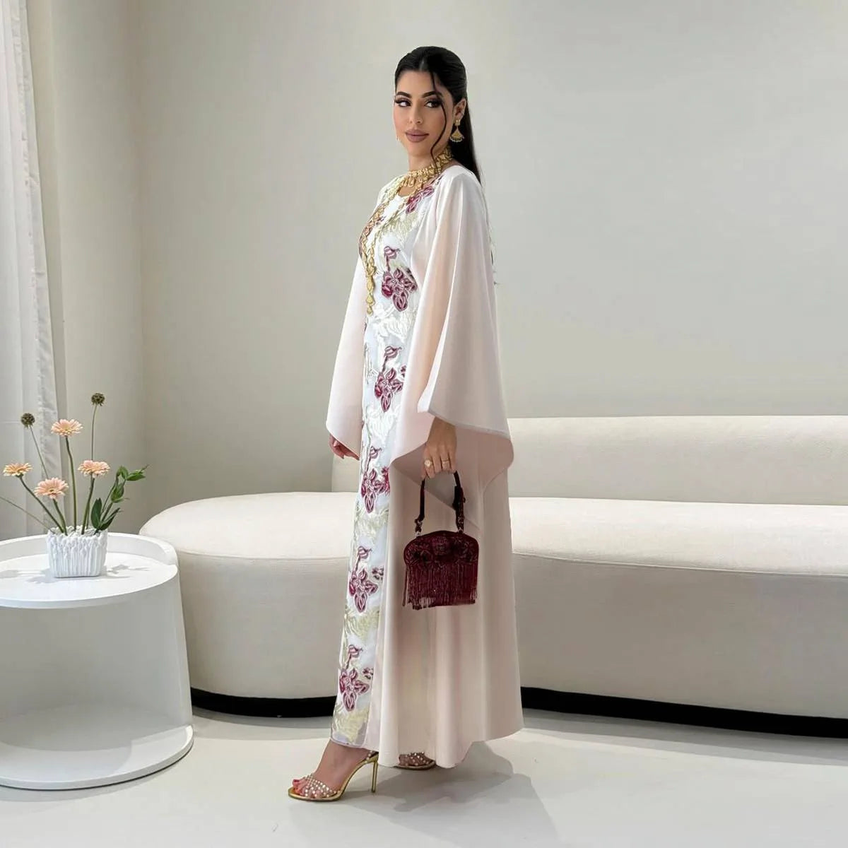 Urgarment Elegant Abaya Dress with Exquisite Embroidery & Jacquard Fabric - Perfect for Islamic Prayer, Eid Celebrations & Modest Fashion #25190