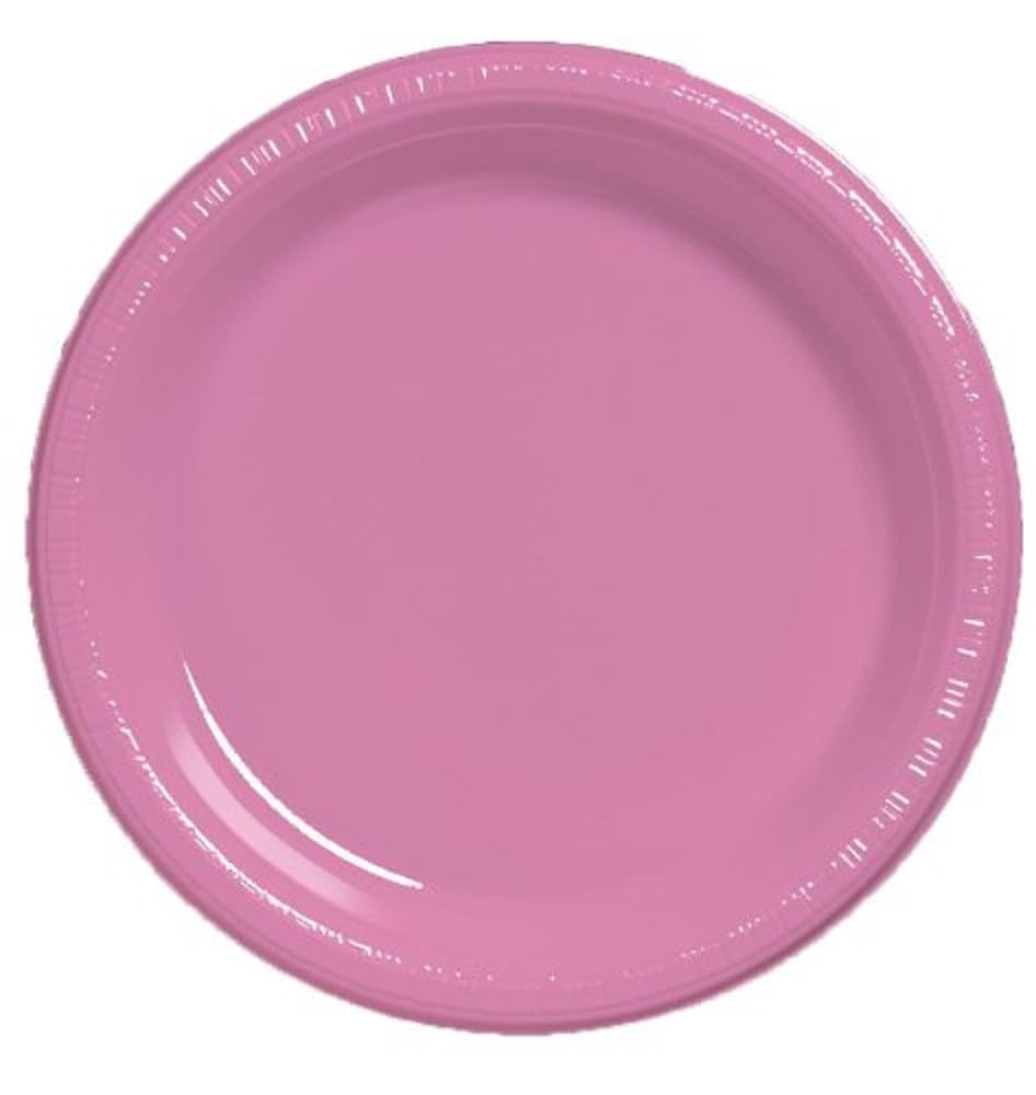 Creative Converting 20-Count Candy Pink Plastic Banquet Plates - Elegant Disposable Dinnerware for Parties, Weddings & Special Events
