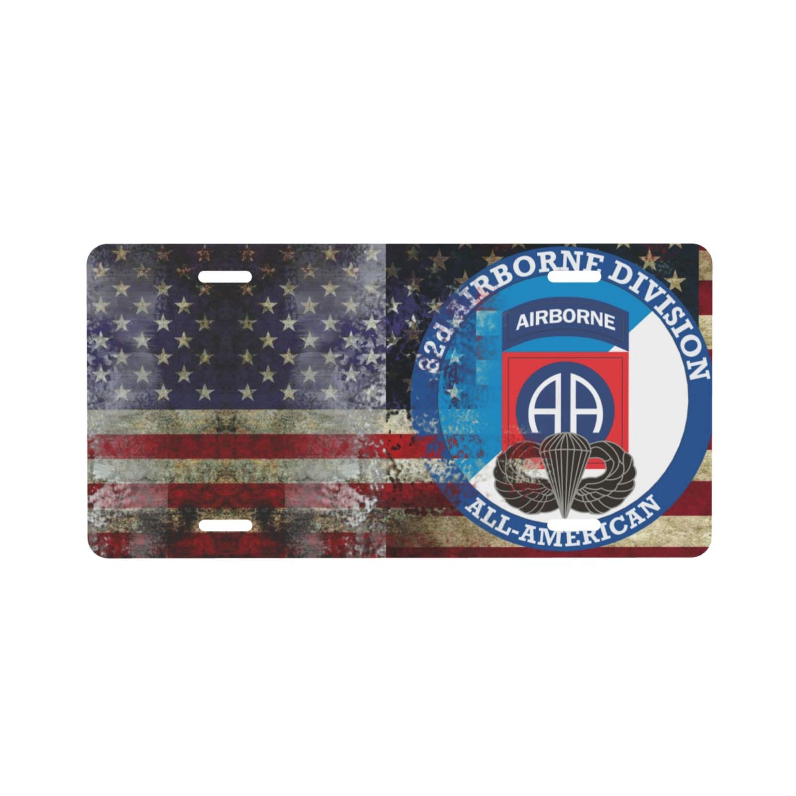 Customized Retro 82nd Airborne Division Jump Wings Novelty Aluminum License Plate - Perfect for Military Enthusiasts, Veterans Gifts & Car Front Decoration