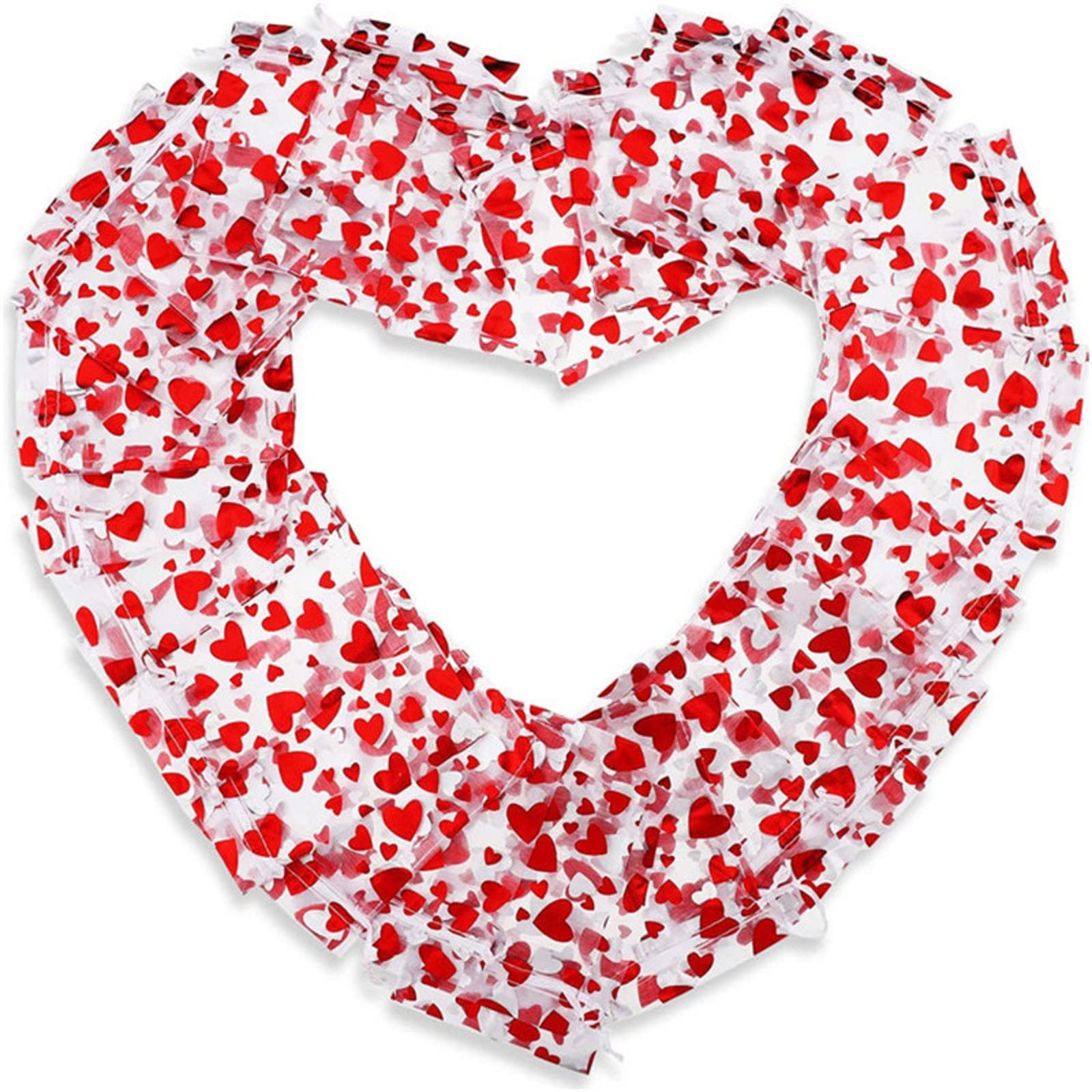 50Pcs Valentine's Day Love Candy Gift Bags - Heart Shaped Wedding Favor Pouches & Jewelry Drawstring Bags for Valentine's Day, Weddings, Anniversaries, Bridal Showers & Party Favors