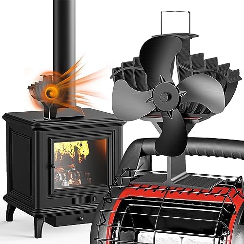 Upgraded Heat Powered Wood Stove Fan with Dual Power Generation Chip - Efficient Large Eco Fan for Gas, Pellet & Wood Burning Stoves - Perfect for Home Heating & Energy Savings