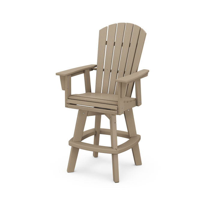 POLYWOOD Nautical Curveback Adirondack Swivel Bar Chair - Outdoor Patio Furniture, Weather-Resistant Poly Lumber, 360° Rotation - Perfect for Poolside, Deck, Garden & Backyard Relaxation