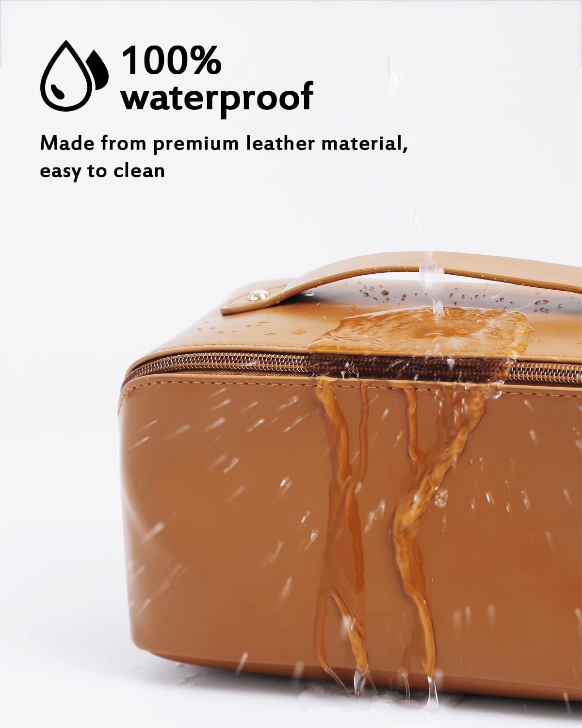 Waterproof Large Capacity Makeup Bag for Women & Girls - Travel Cosmetic Organizer with Multifunctional Storage | Perfect for Travel, Gym & Daily Use (Khaki)