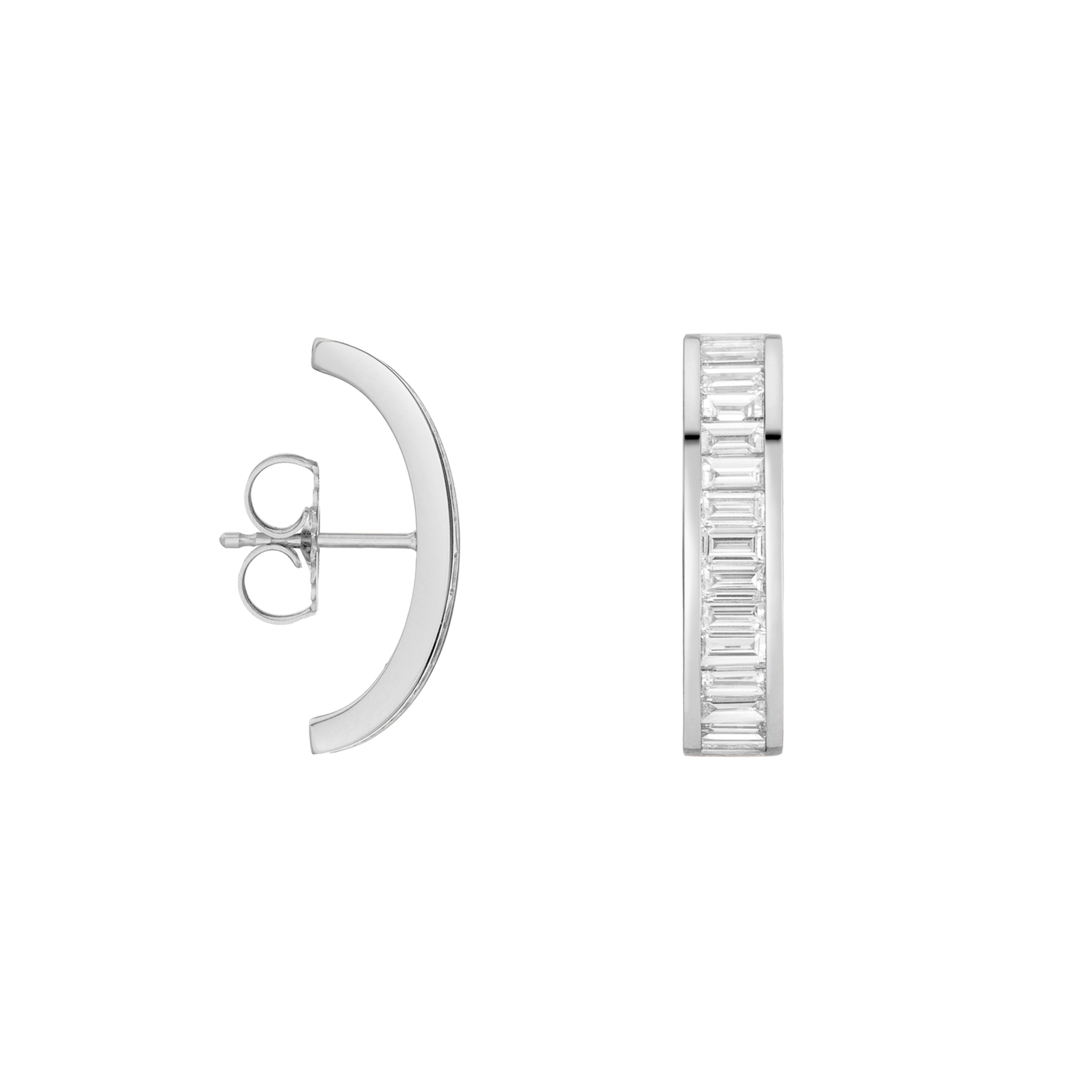 Rockefeller Baguette Ear Arcs 19mm - 14K Gold Plated Hoop Earrings for Women, Minimalist Dainty Huggie Earrings for Everyday Wear, Perfect Gift for Her - Great for Parties, Dates & Office Wear