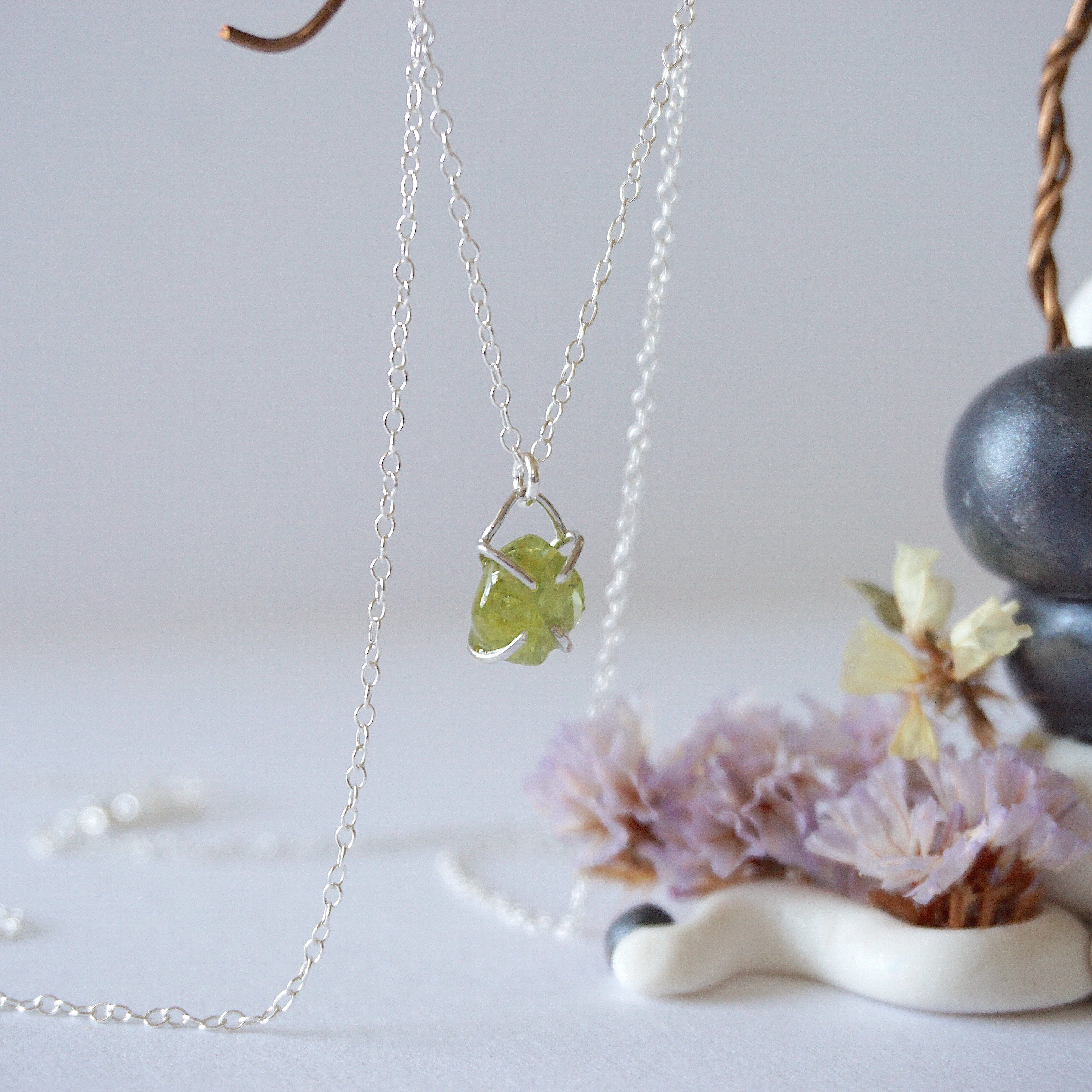 Peridot Huggie Charm Necklace - Sterling Silver Jewelry for Women, Dainty & Elegant - Perfect for Everyday Wear, Gifts & Special Occasions