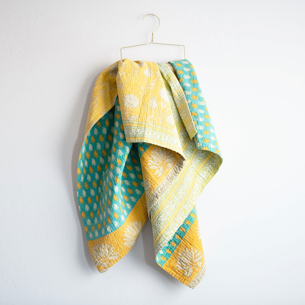 Soft & Cozy Kantha Baby Blanket CB9104 - Handmade Cotton Swaddle Blanket for Newborns & Infants - Perfect for Nursery, Stroller, and Travel Use