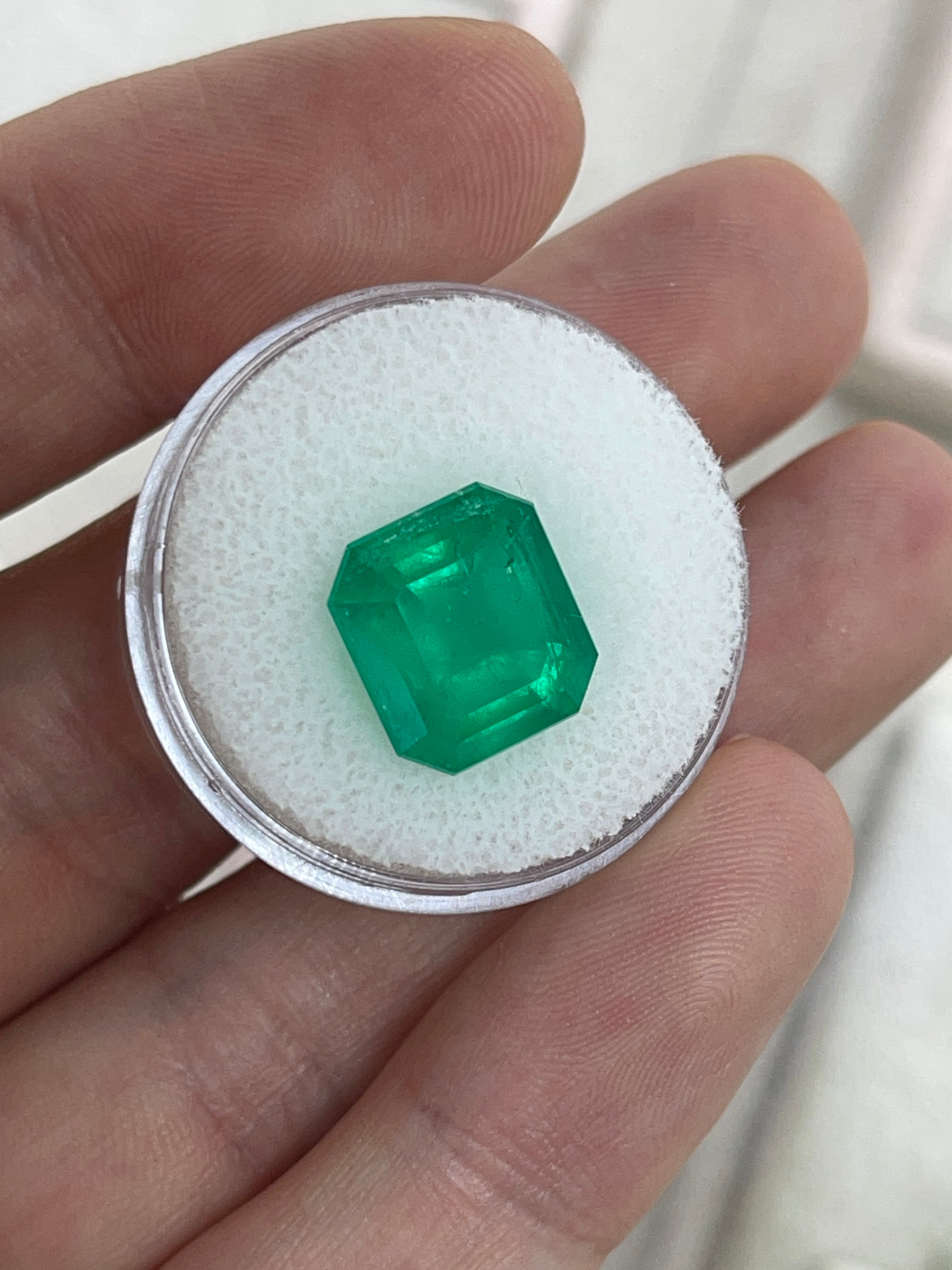 5.94 Carat 12x11mm Deep Green Natural Loose Colombian Emerald Gemstone - Emerald Cut for Jewelry Making, Engagement Rings & Luxury Gifts