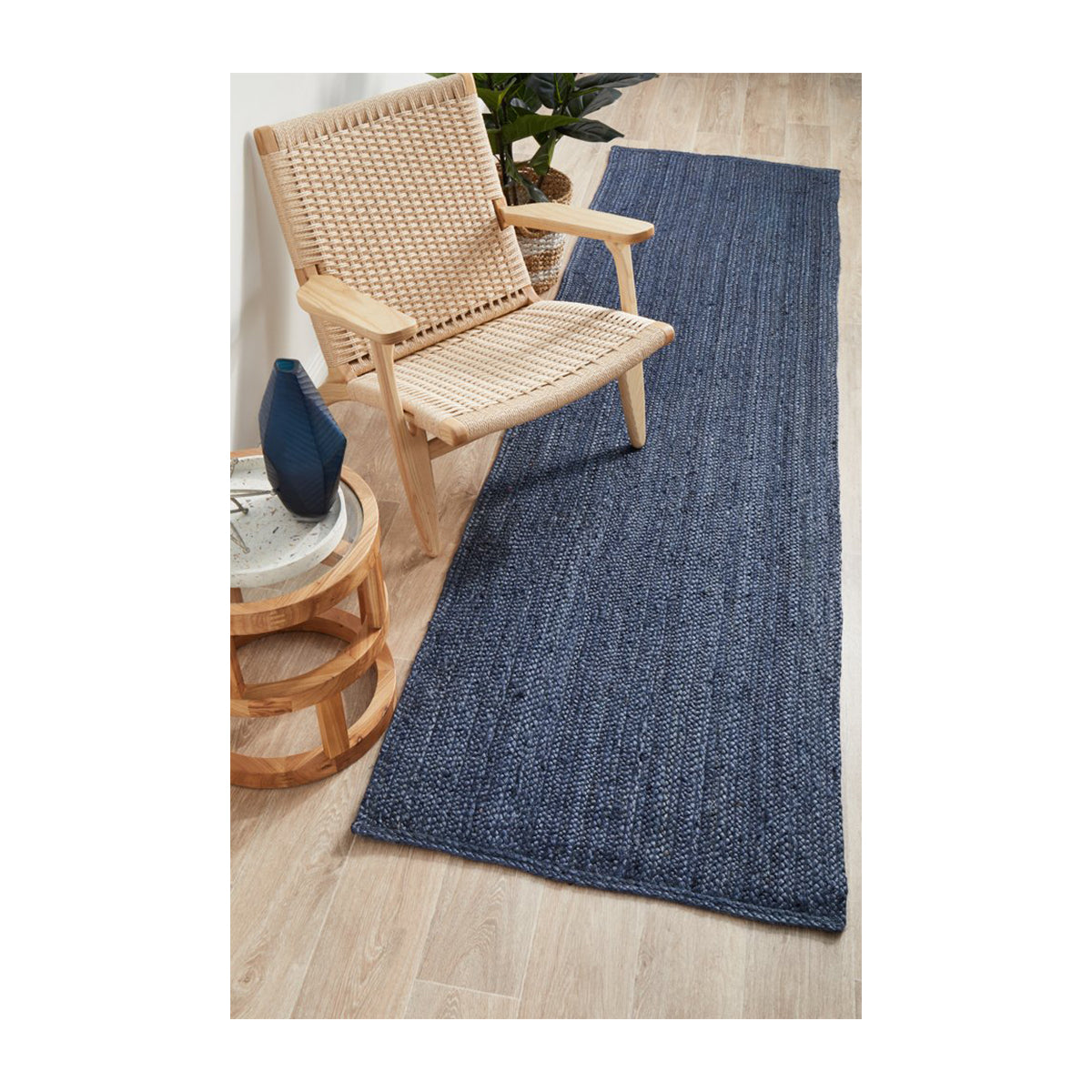 Bondi Rectangle Runner Rug - Navy Blue Non-Slip Hallway Carpet for Home & Office Decor | Perfect for Entryways, Kitchens, and High-Traffic Areas
