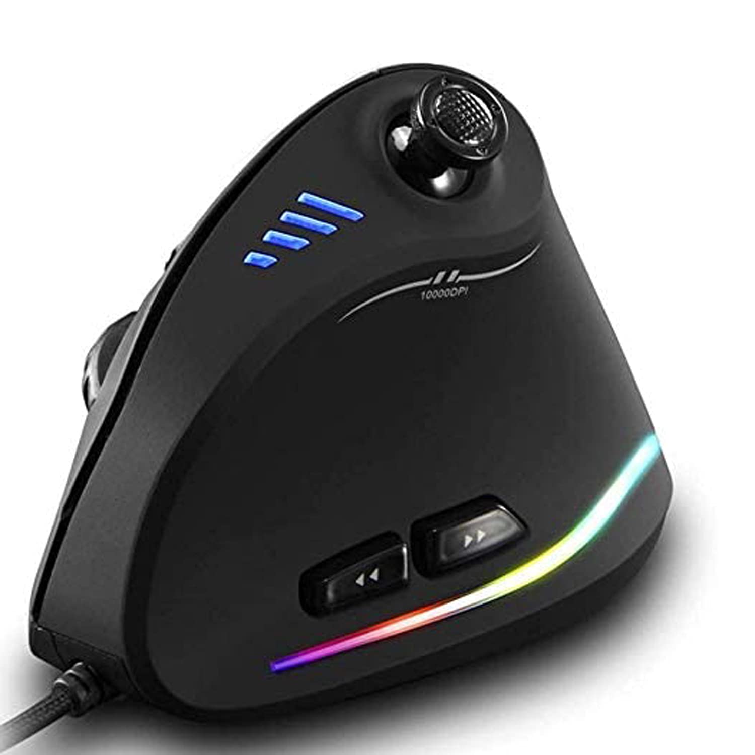 ZEERKEER Ergonomic Vertical Mouse - RGB Wired Gaming Mouse with Joystick, 10000 DPI, 11 Programmable Buttons for PC Gamers | Comfortable for Office Work, Gaming & Long Computer Use