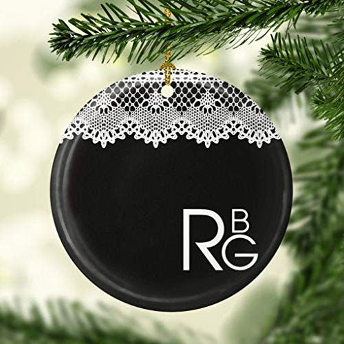 Ruth Bader Ginsburg Ceramic Christmas Ornament - I Dissent RBG Lace Collar Holiday Decoration - Elegant Xmas Tree Ornament for Supreme Court Fans & Feminist Gifts