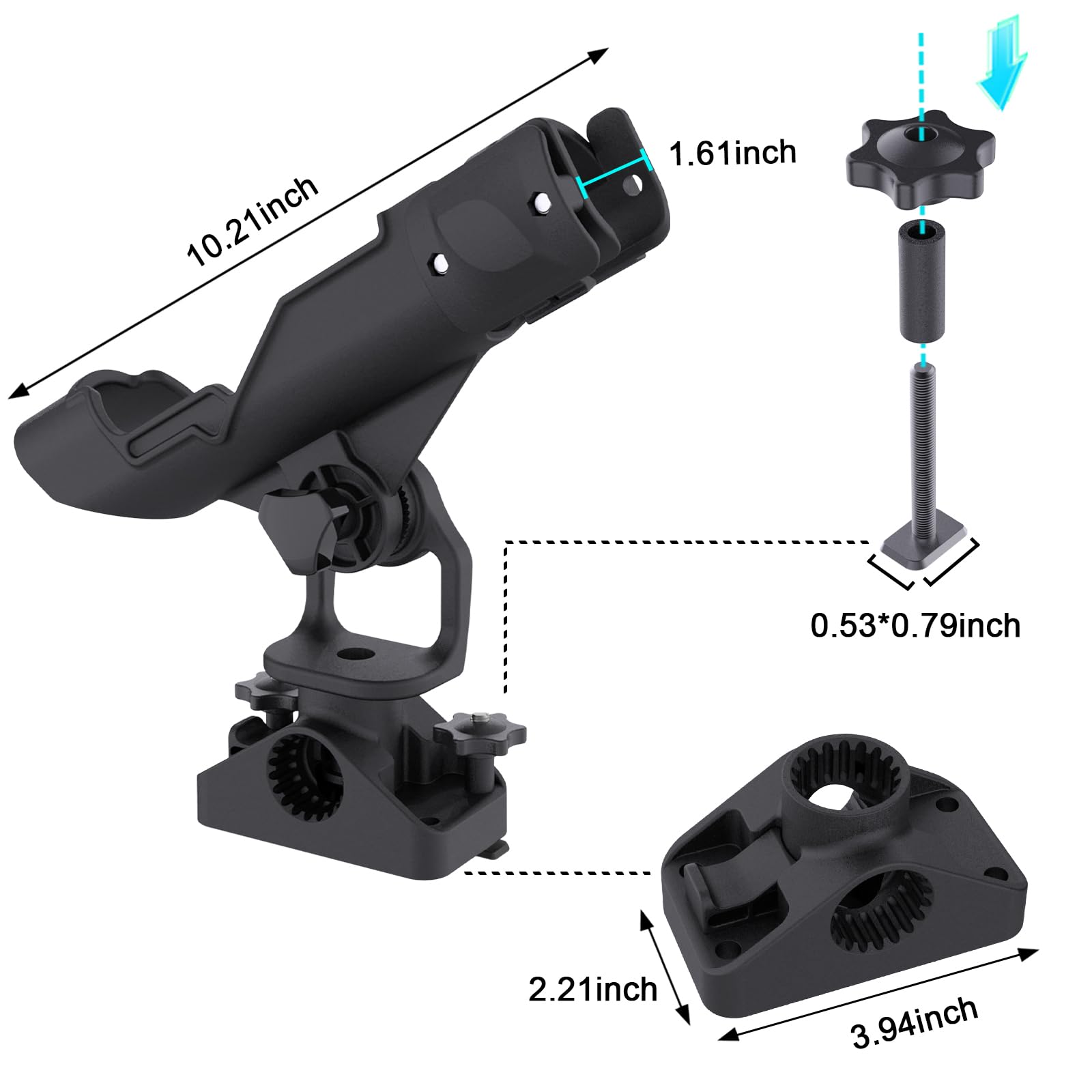 Adjustable 360° Fishing Rod Holders for Boats - Combo Mount Fishing Pole Holders & Rack | Perfect for Saltwater, Freshwater & Offshore Fishing