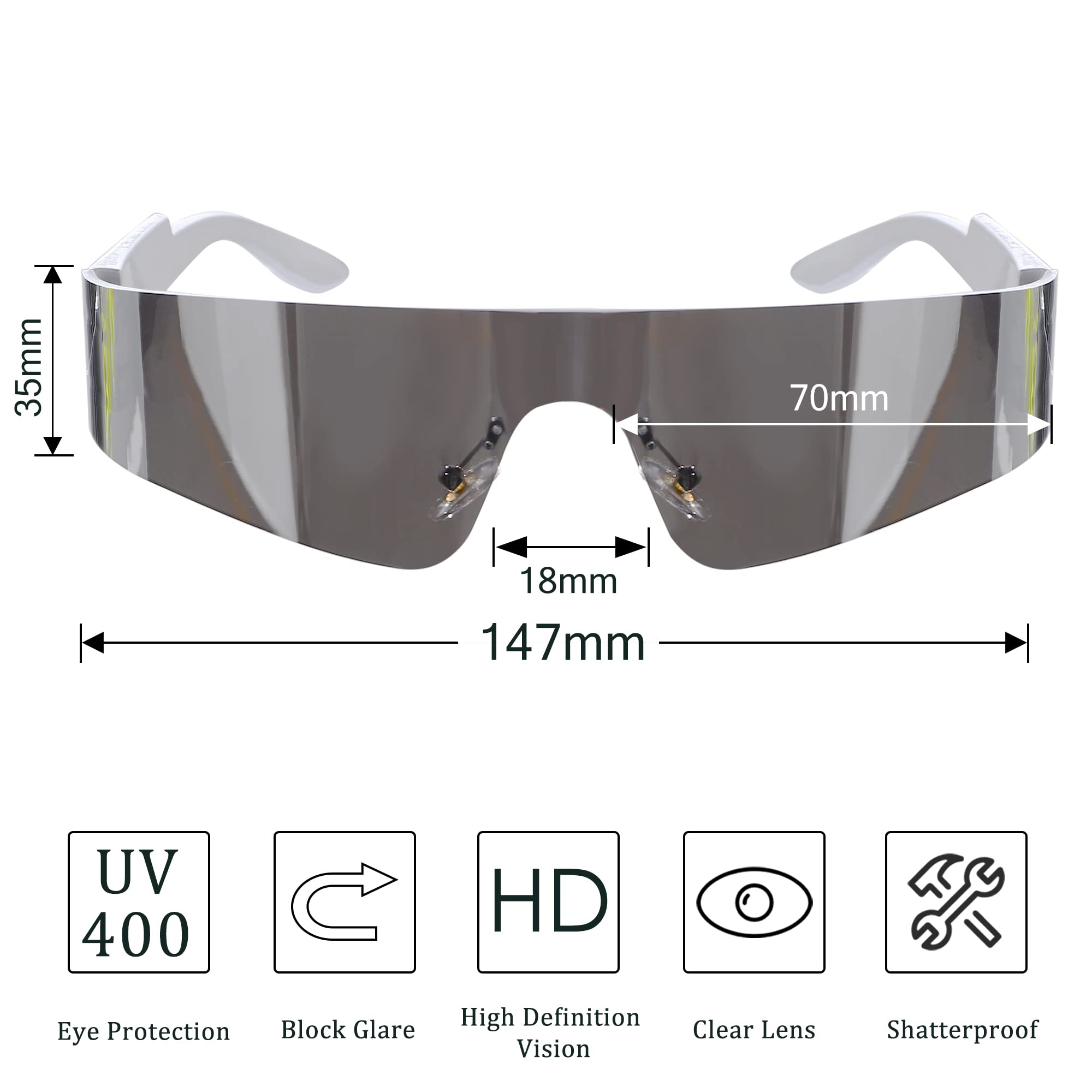 Futuristic Cyberpunk Wrap Around Sunglasses for Women & Men - Trendy Rimless Visor Shades for Outdoor Sports, Driving & Fashion Accessories