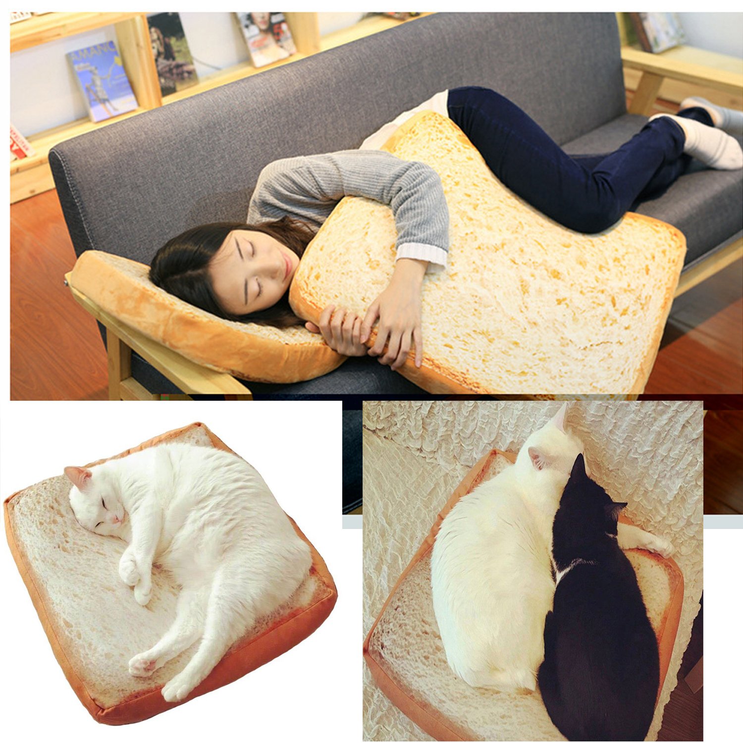 **Soft Cat Cushion Bed - Cozy Pet Mattress for Small & Medium Dogs & Cats - Plush Toast-Shaped Bedding Pad for Sleeping, Resting & Play (15.7