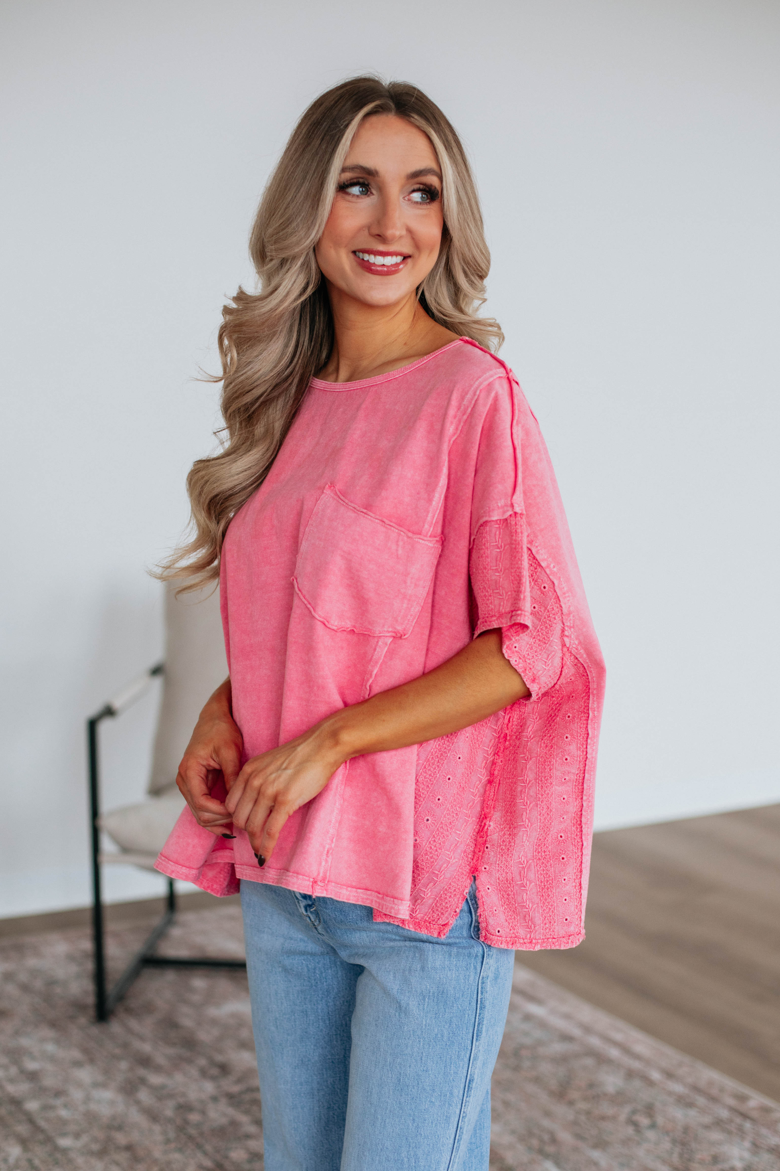 Jacksy Oversized Top for Women - Hot Pink Loose Fit Blouse | Casual Wear, Layering & Street Style Outfits