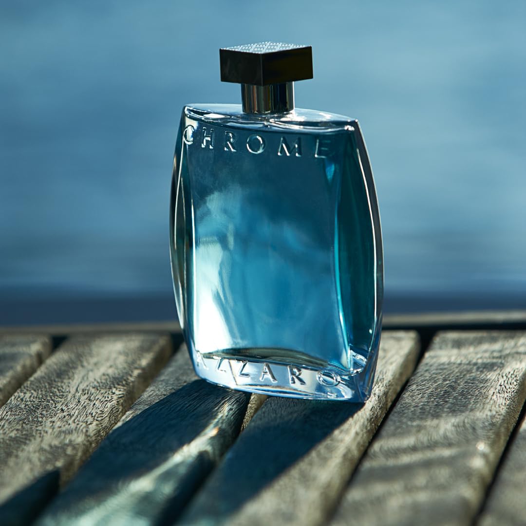 Azzaro Chrome Eau de Toilette for Men - Fresh Aquatic Cologne with Citrus, Woody & Musky Notes - Bergamot Scent - Luxury Perfume for Everyday Wear & Summer Beach - Perfect for Office, Dating & Outdoor Activities