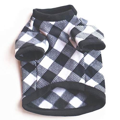 Soft Fleece Dog Sweater for Small Pets - Warm Winter Puppy Clothes for Chihuahua, Teddy & Yorkshire Terriers (Black & White) - Cozy Outfit for Indoor & Outdoor Activities