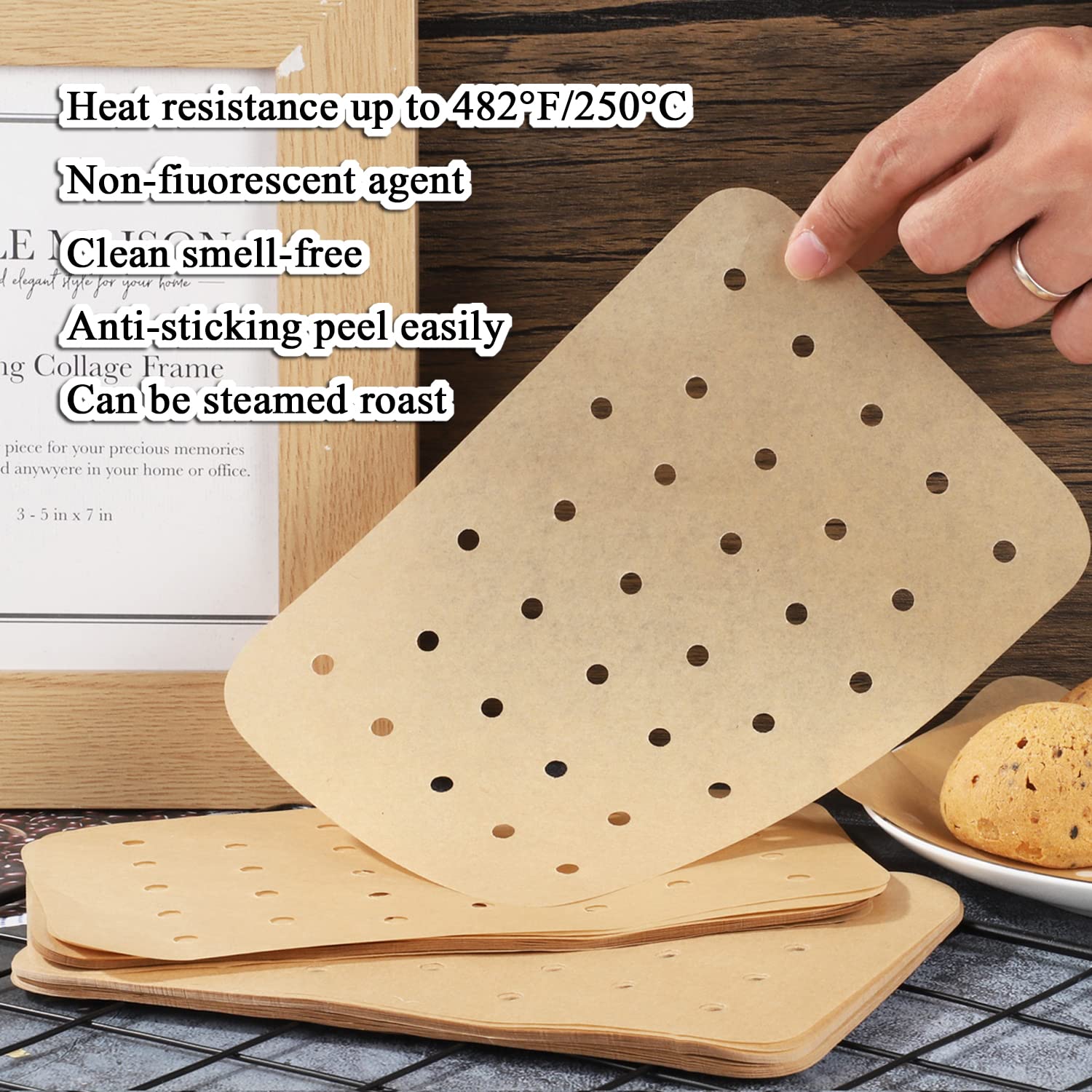 120 Pcs Nonstick Perforated Air Fryer Paper Liners - Compatible with Ninja Foodi Dual Air Fryer, DZ201 & DZ401 - Perfect for Healthy Cooking, Crispy Snacks & Easy Cleanup